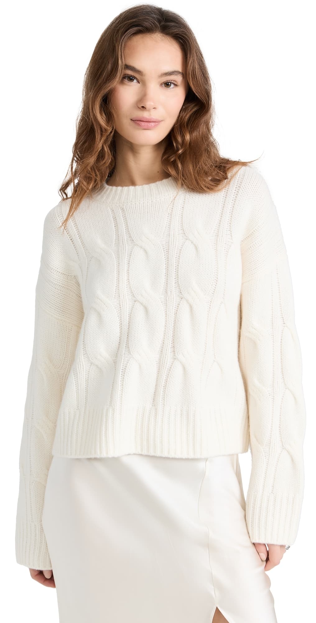 Sablyn Cable Knit Cashmere Sweater Gardenia