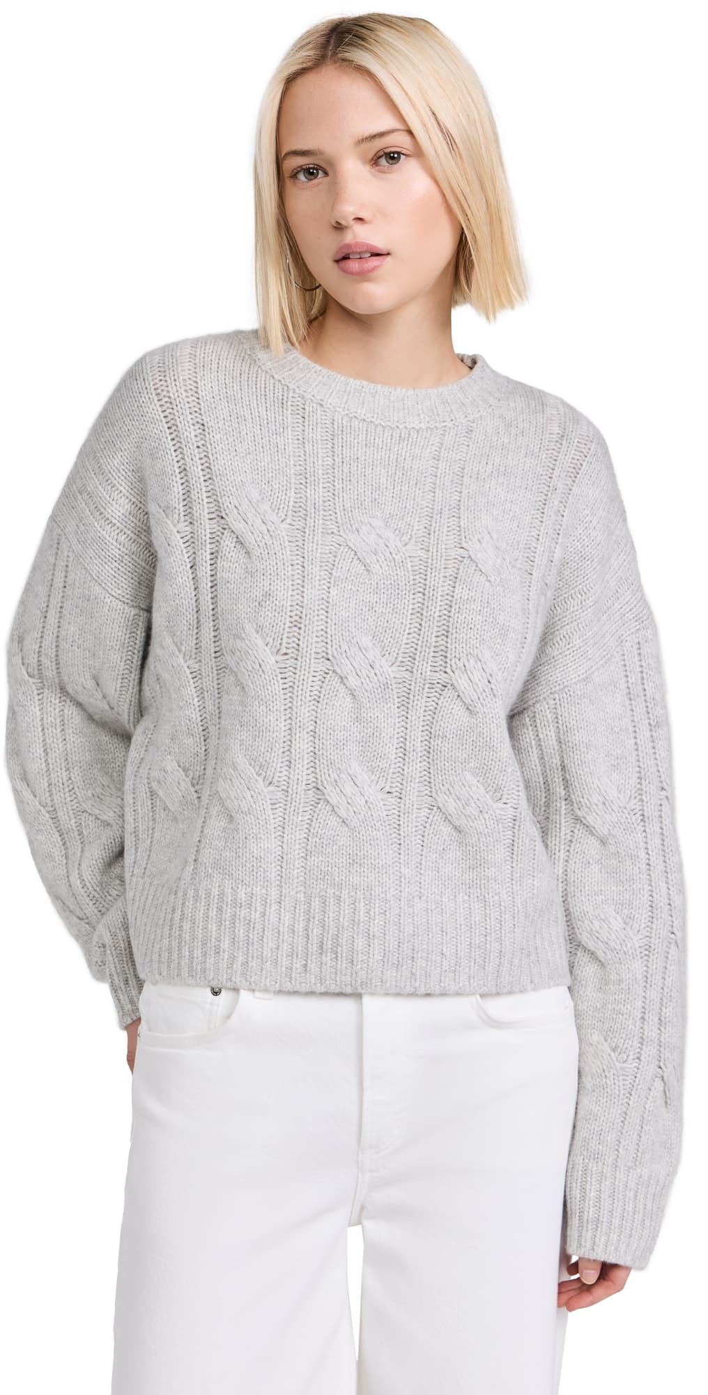 Sablyn Cable Knit Cashmere Sweater Foggy