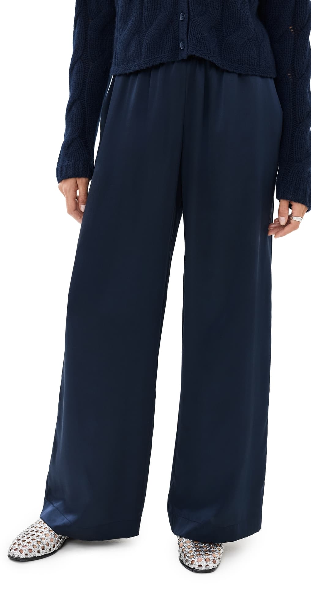 Sablyn Brynn Wide Leg Silk Pants Midnight Navy