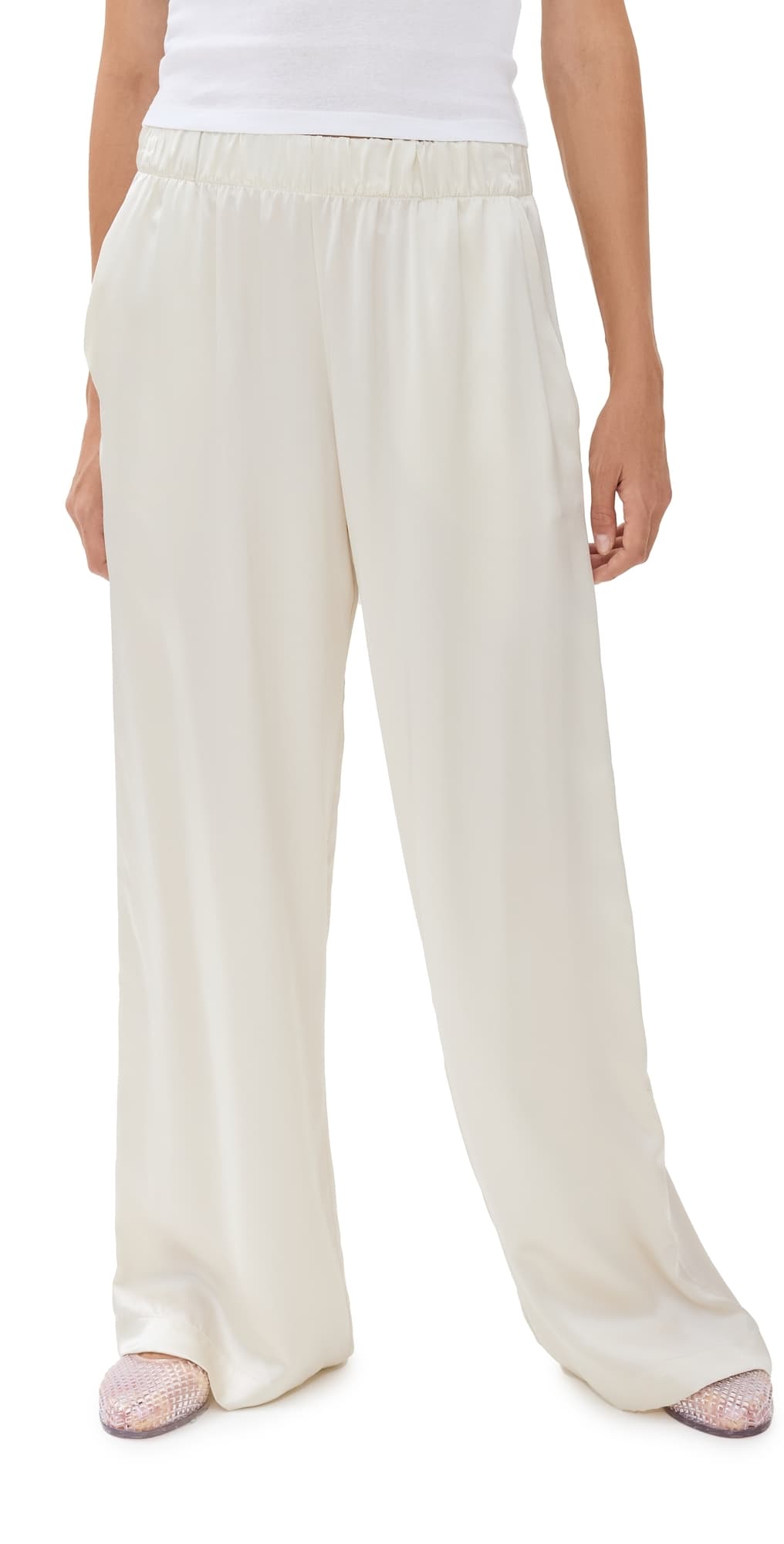 Sablyn Brynn Wide Leg Silk Pants Gardenia