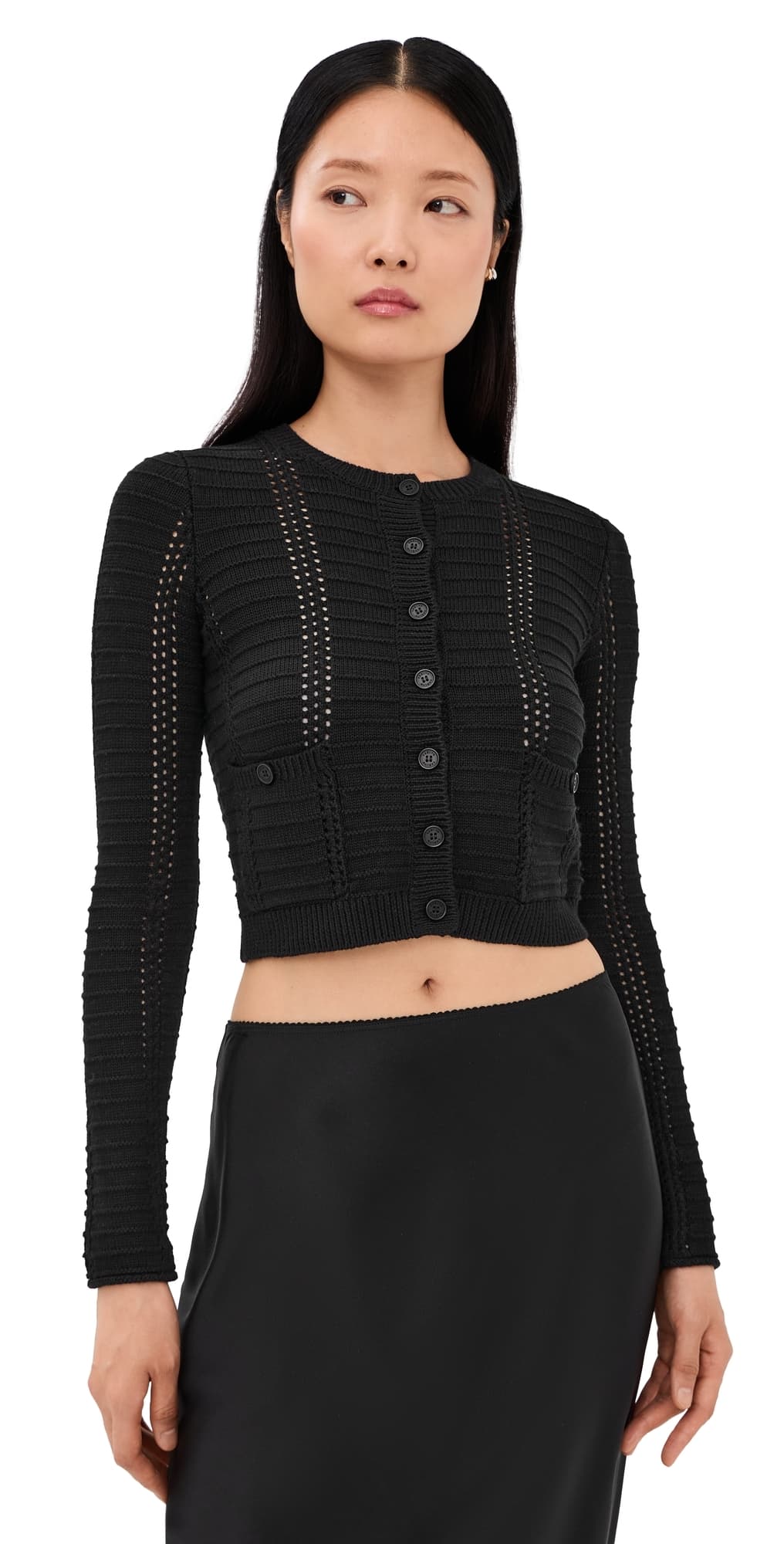 Sablyn Charlotte Slim Crewneck Cardigan Black