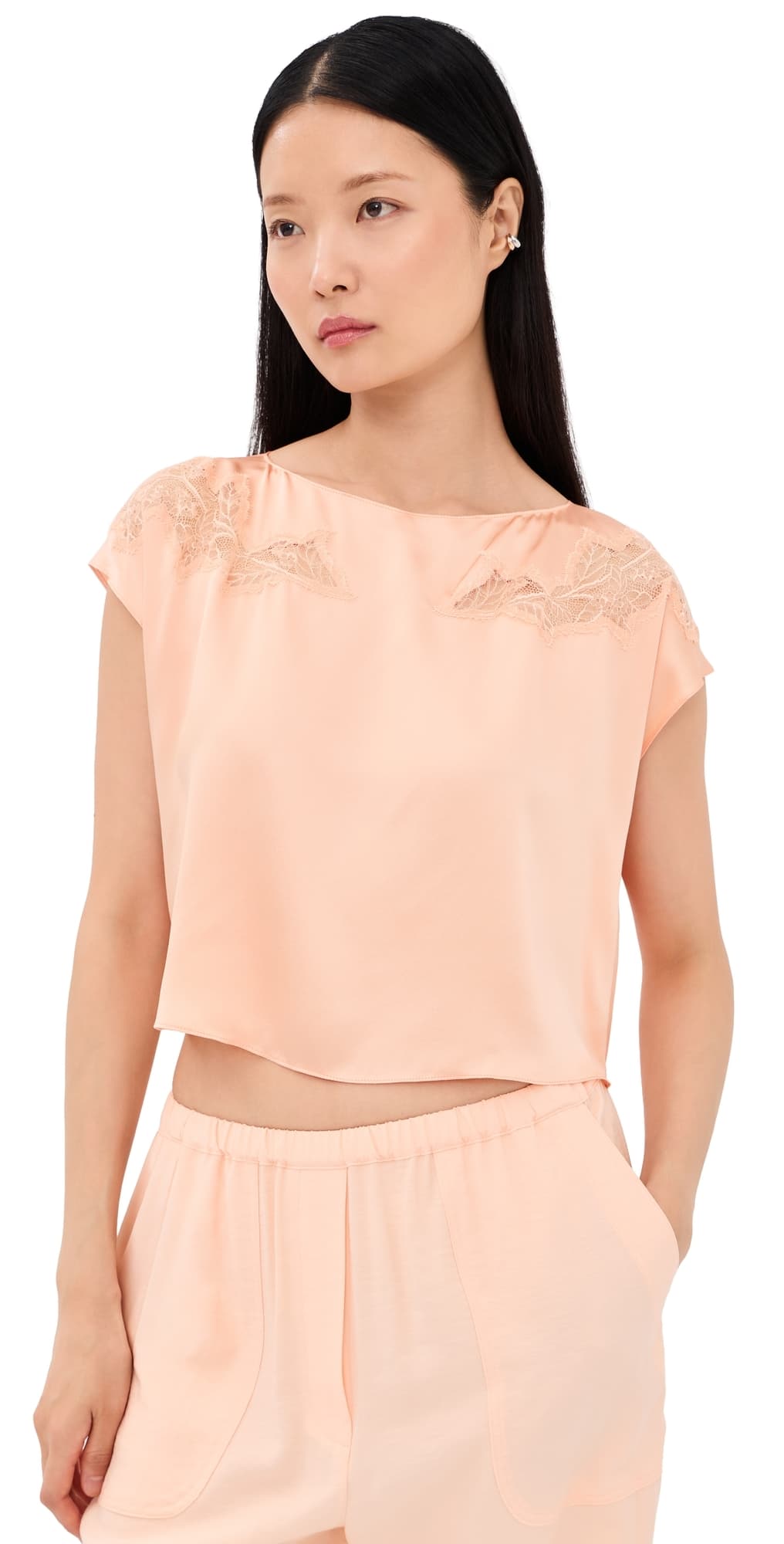 Sablyn Kerra Lace Cut Silk Tee Sherbet
