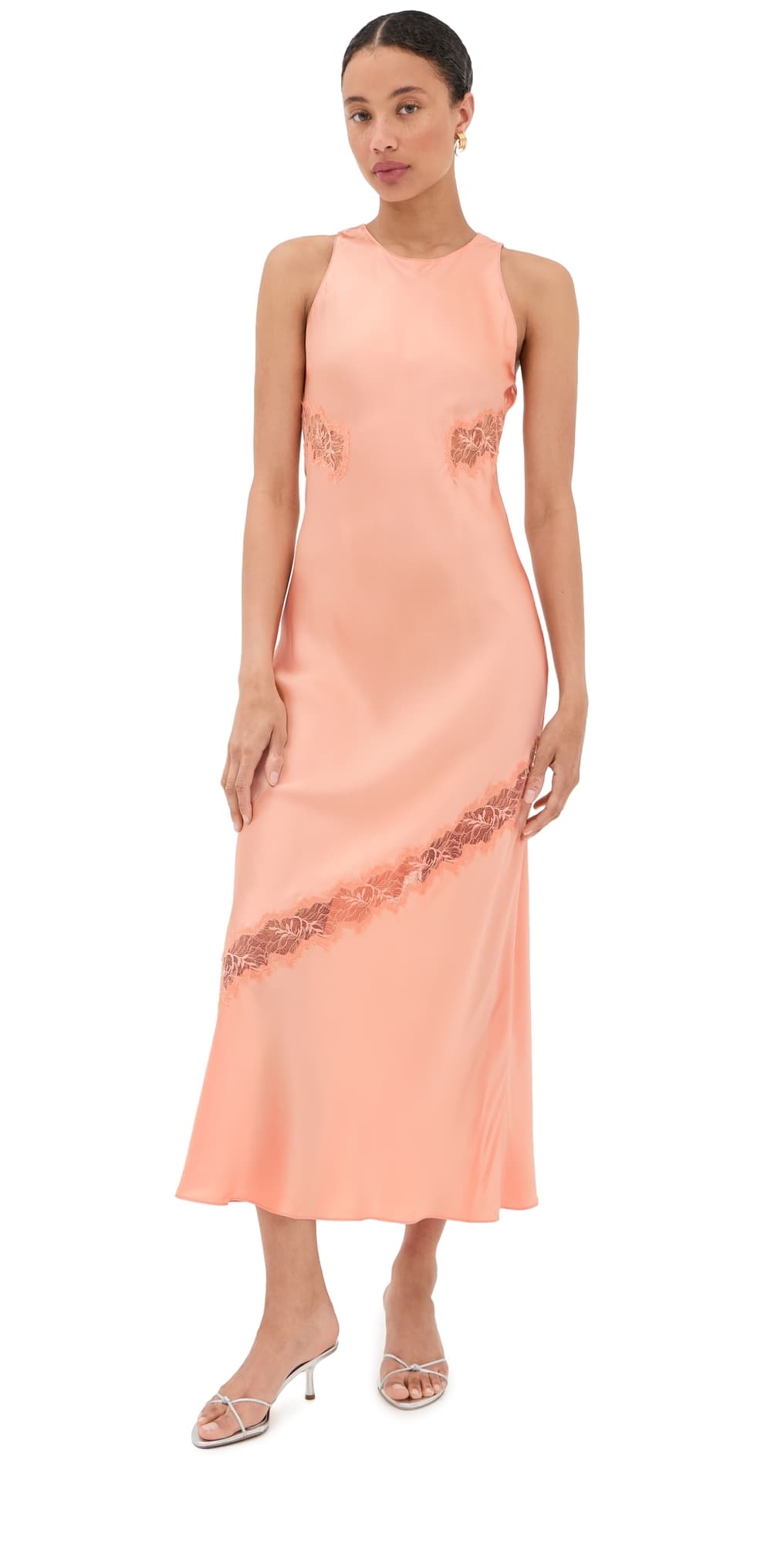 Sablyn Isadora High Neck Silk Dress with Lace Sherbet