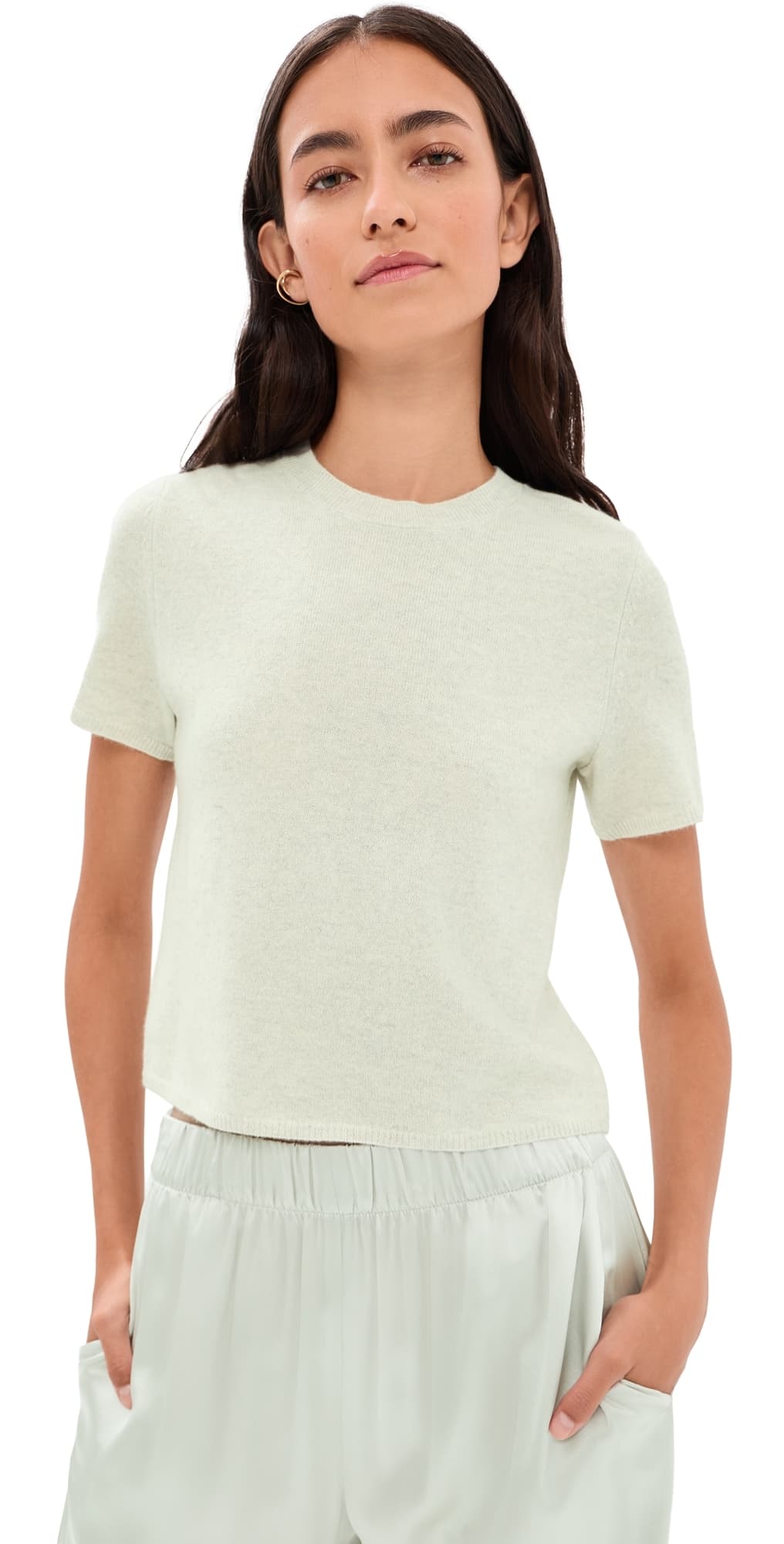 Sablyn Charleston Relaxed Crew Cashmere Tee Blizzard