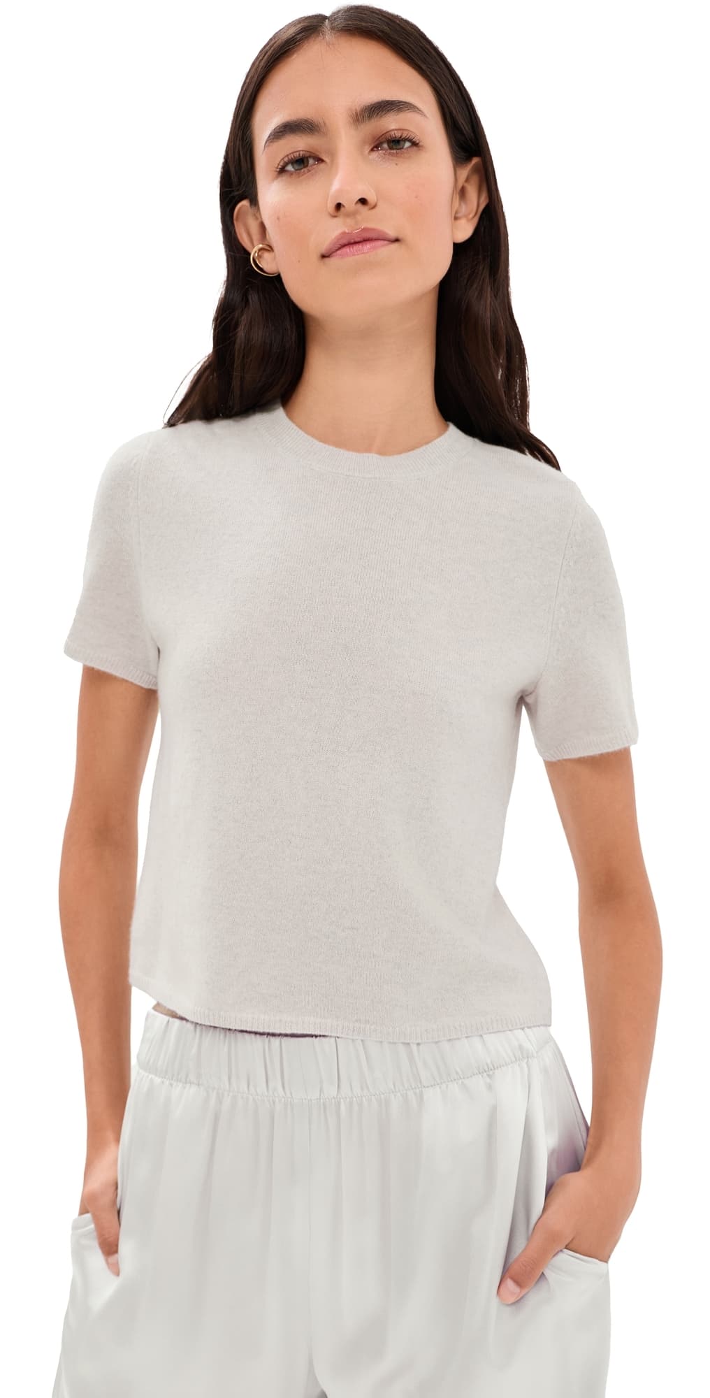 Sablyn Charleston Relaxed Crew Cashmere Tee Blizzard