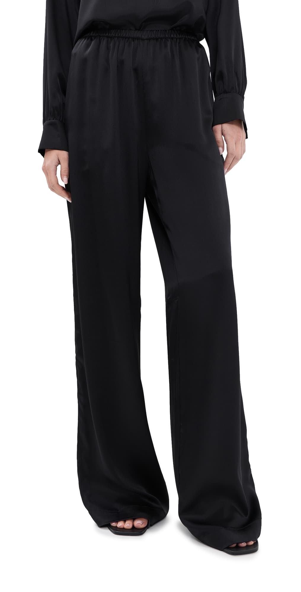 Sablyn Lexi Low Relaxed Silk Pull On Pants Black