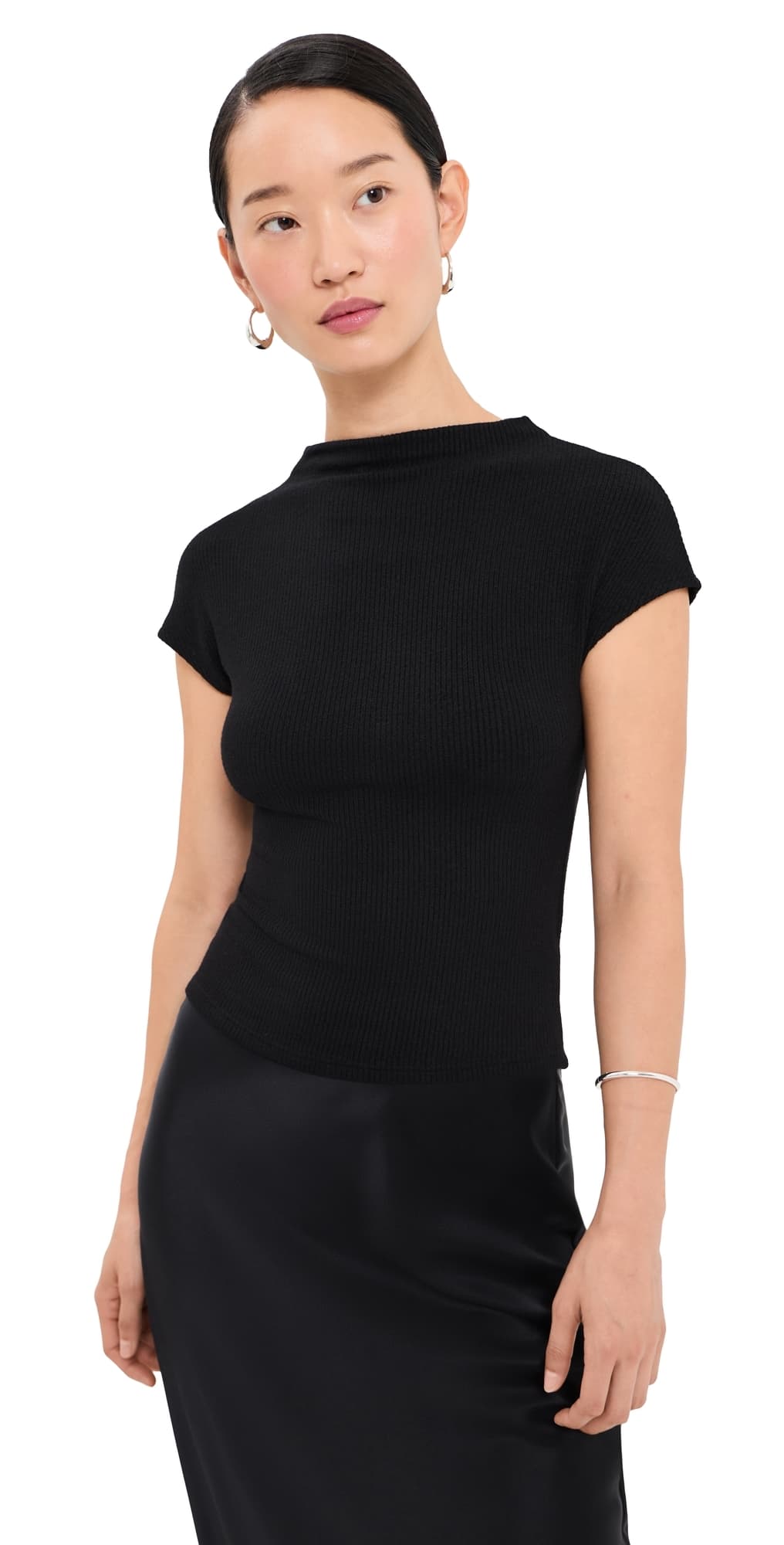 Sablyn Karlie Slit Neck Tee Black