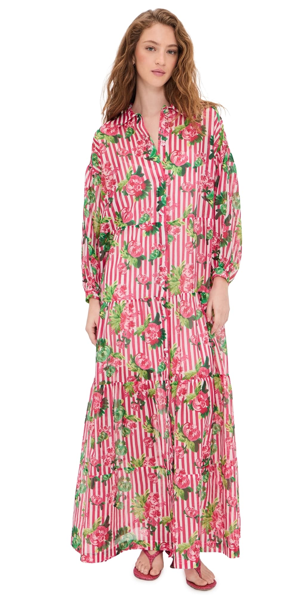 SALONI Soleil Maxi Dress Pivoines Stripe