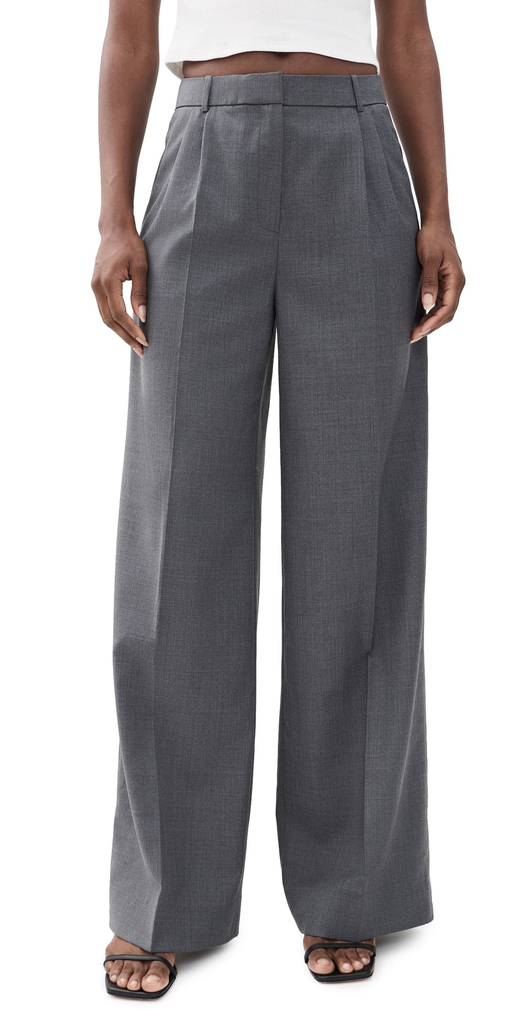 SALONI Wide Tailored Trousers Slate Grey