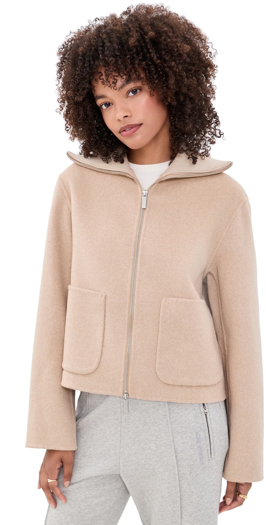 Sweaty Betty Wool Cropped Jacket Almond Beige