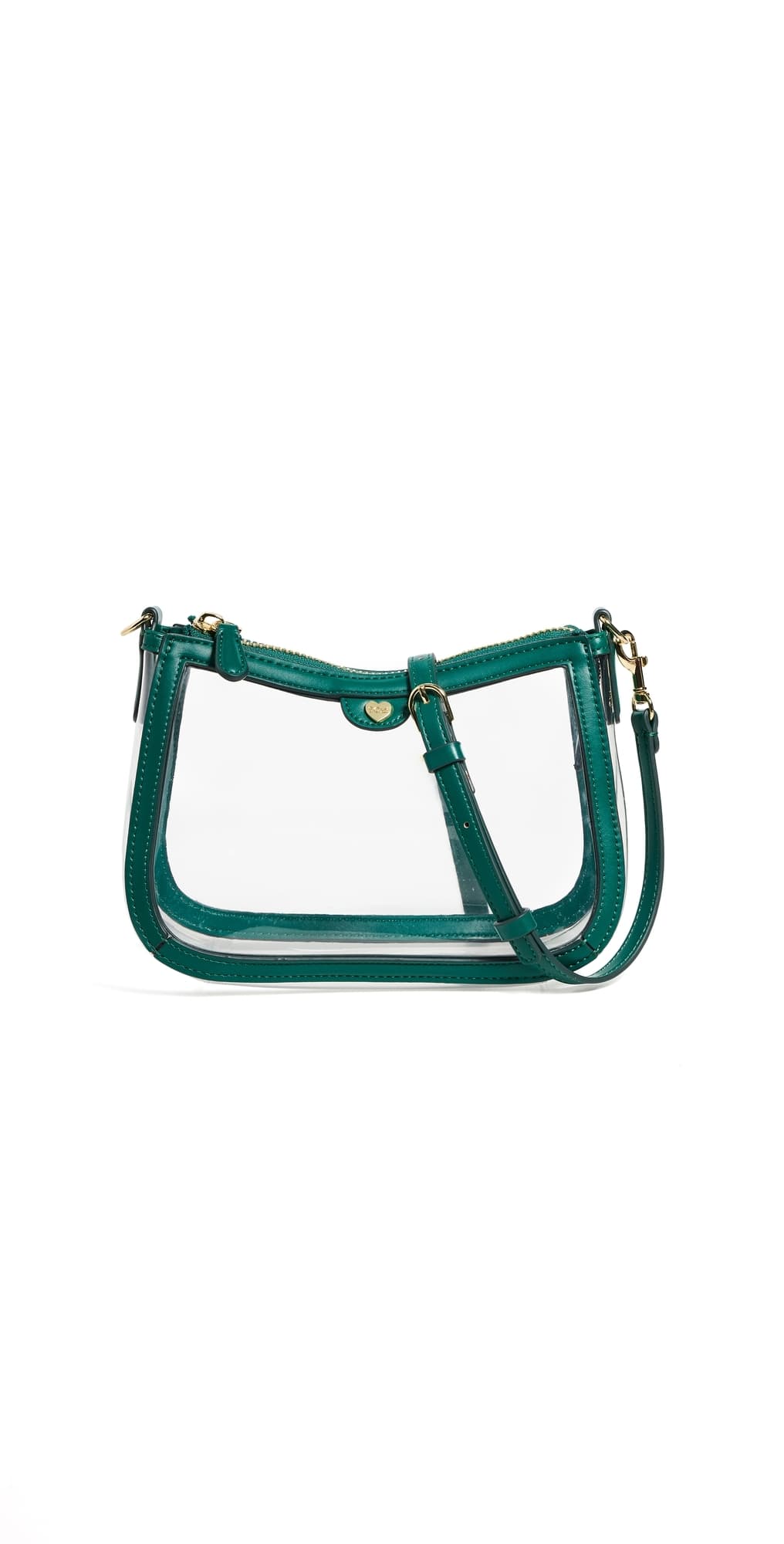 Stoney Clover Lane Curved East/West Crossbody Stadium Bag Clear/Green