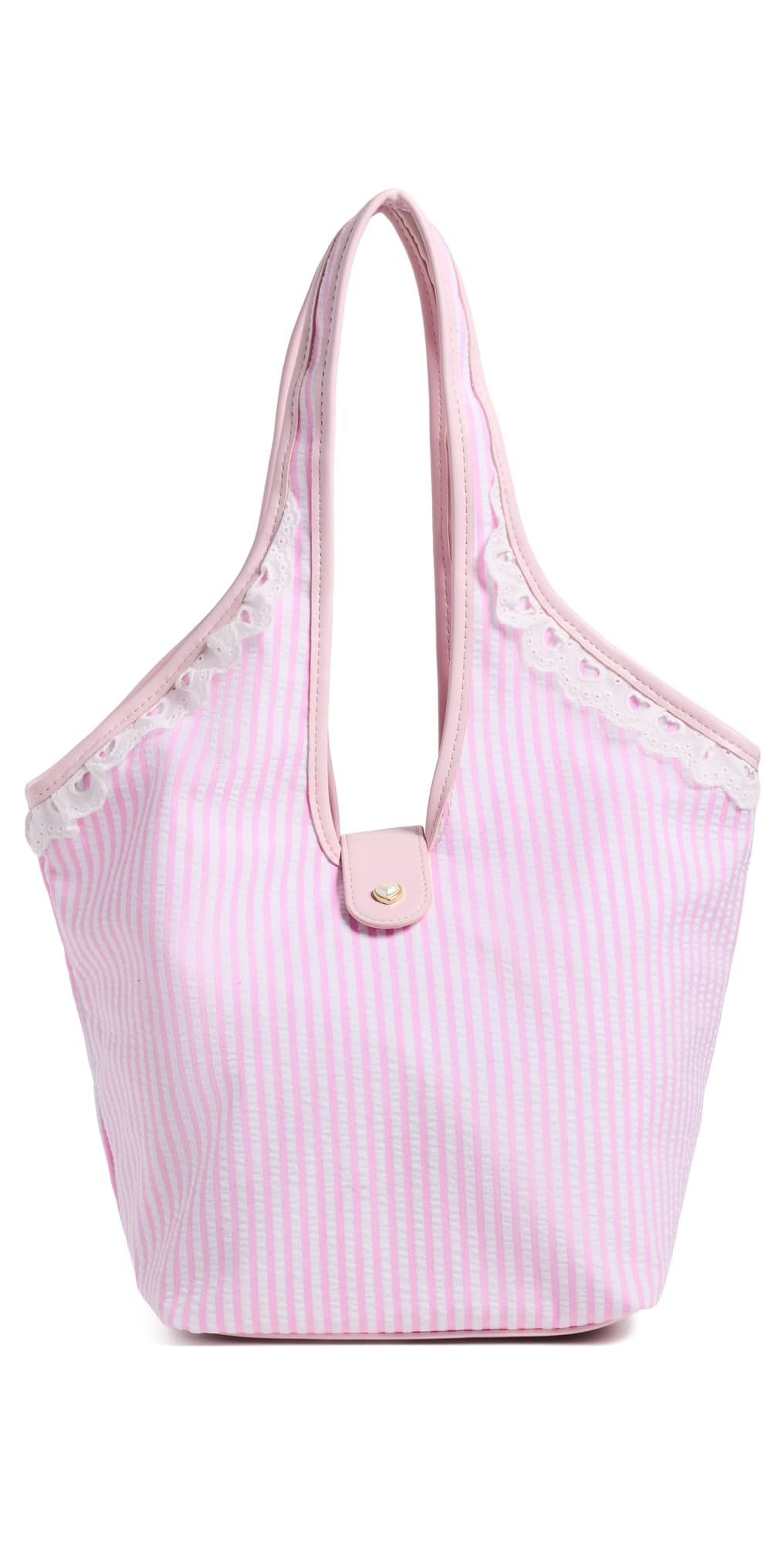 Stoney Clover Lane Pinched Tote Pink Seersucker