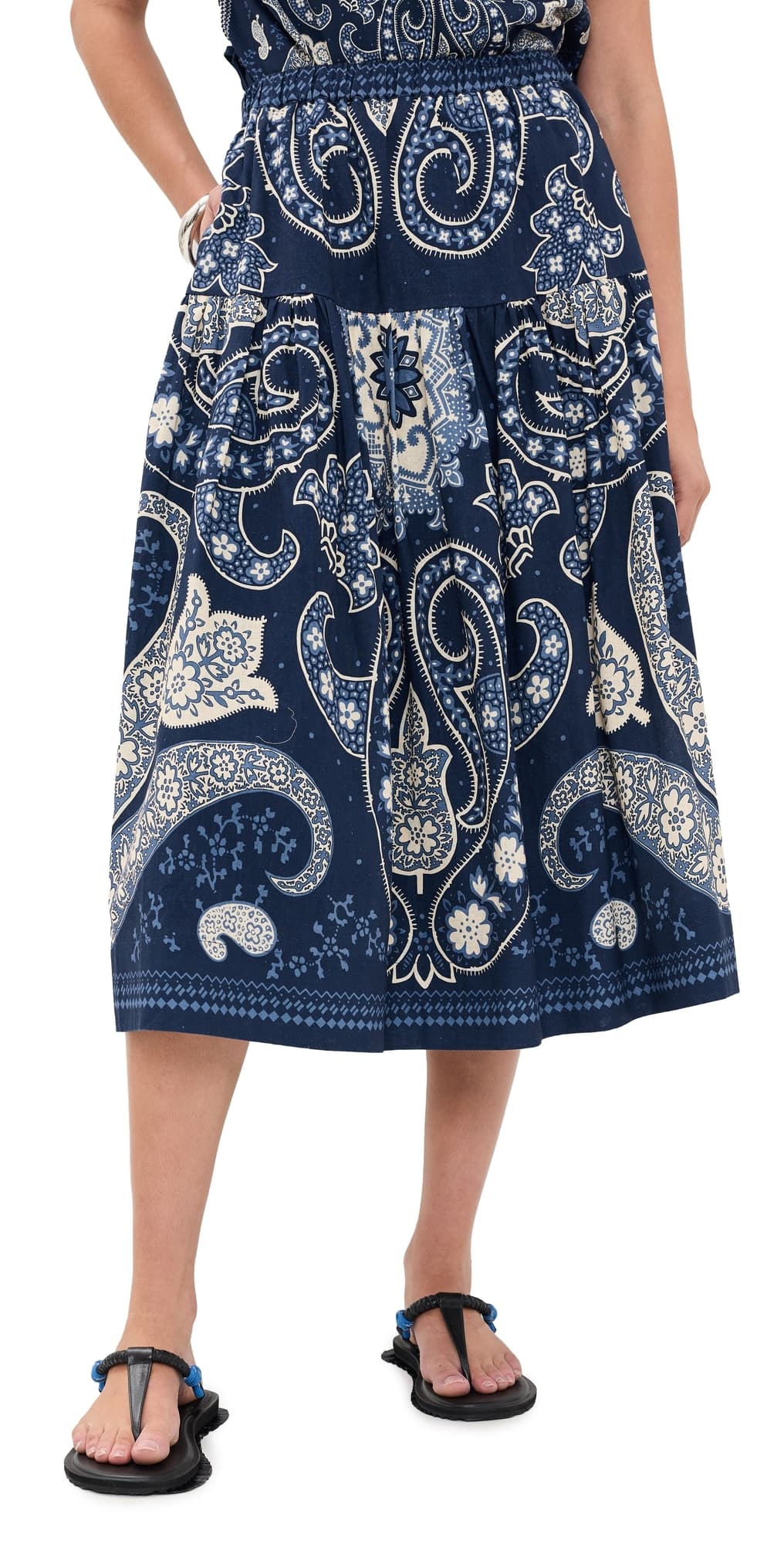 Sea Emelina Print Midi Skirt Navy