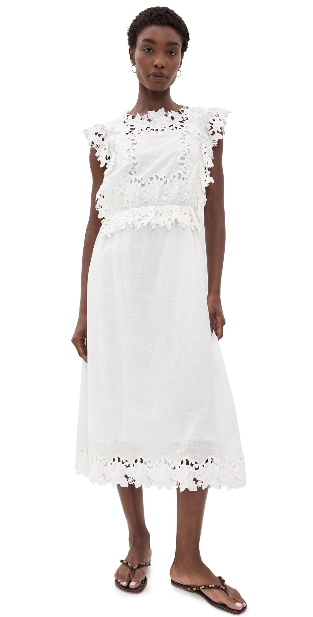 Sea Eleannora Embellished Midi Dress White