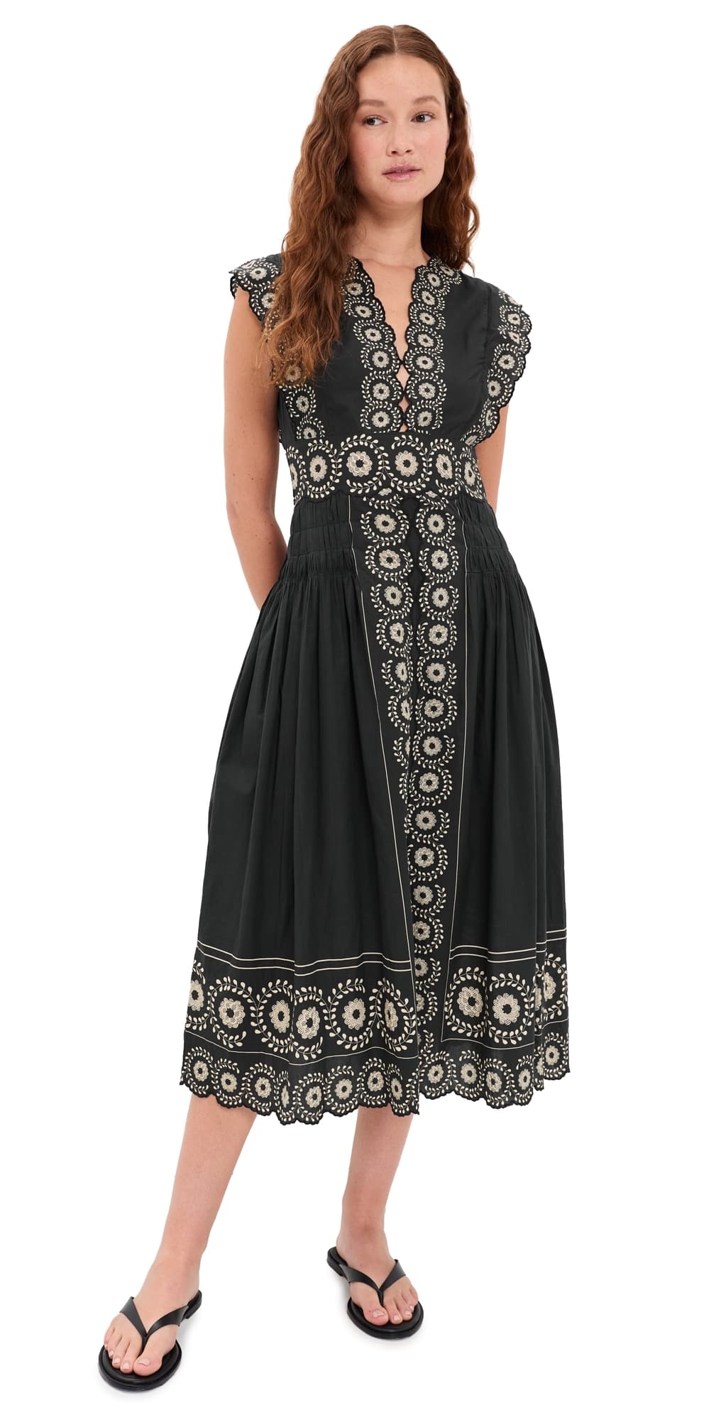 Sea Mirabel Print Midi Dress Black