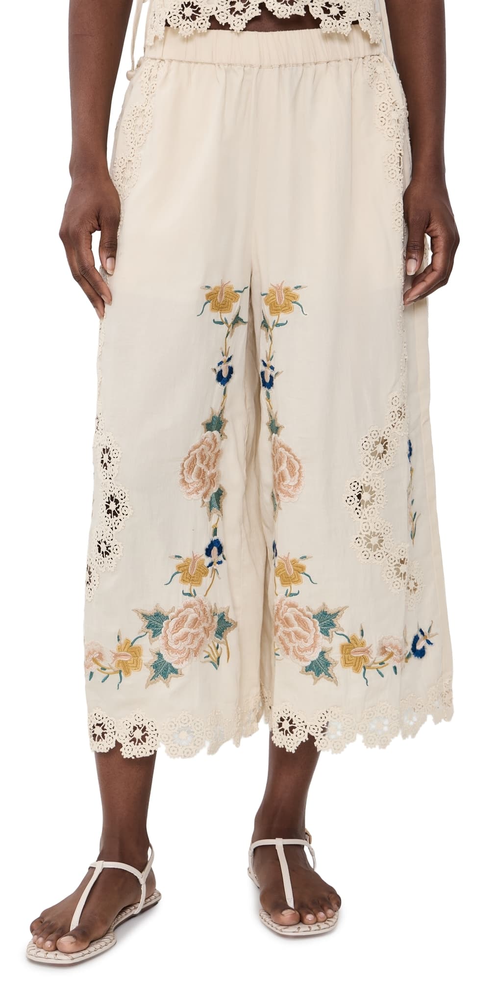 Sea Adonna Embroidered Pants Cream