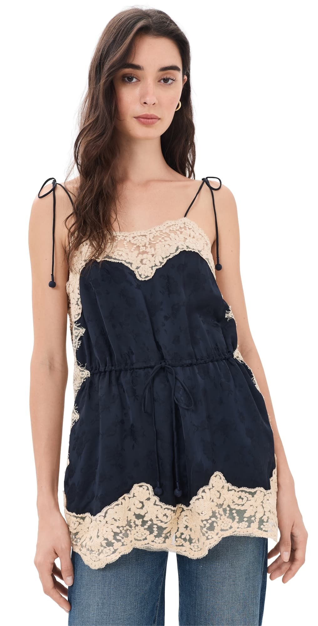 Sea Shay Lace Tie Camisole Navy