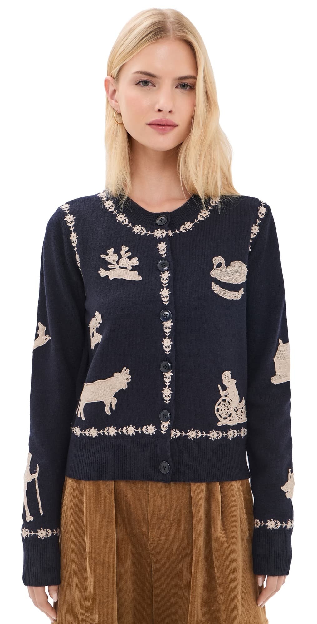 Sea Margeurite Lace Patch Cardigan Navy