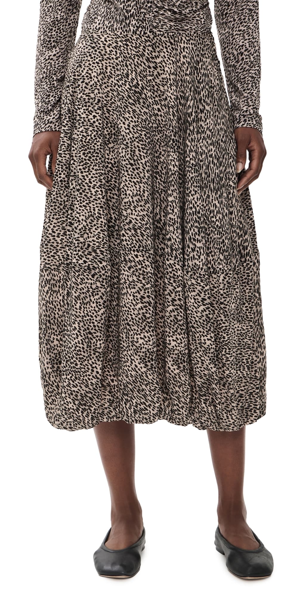 Sea Charlize Print Bubble Midi Skirt Cream