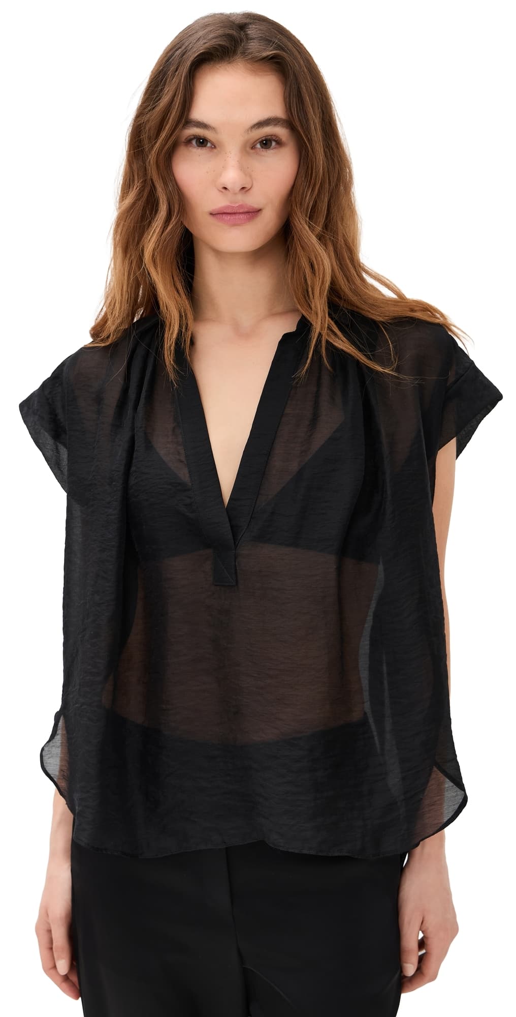 Secular Trinity Top In Sheer Tencel Black