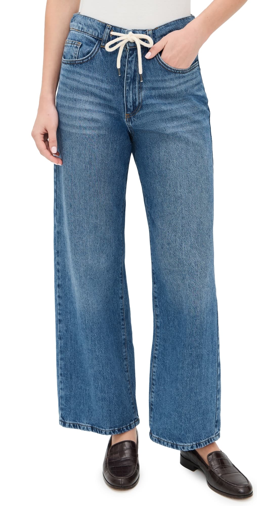 Secular Wesley Wide Leg Drawstring Jeans Vintage Wash