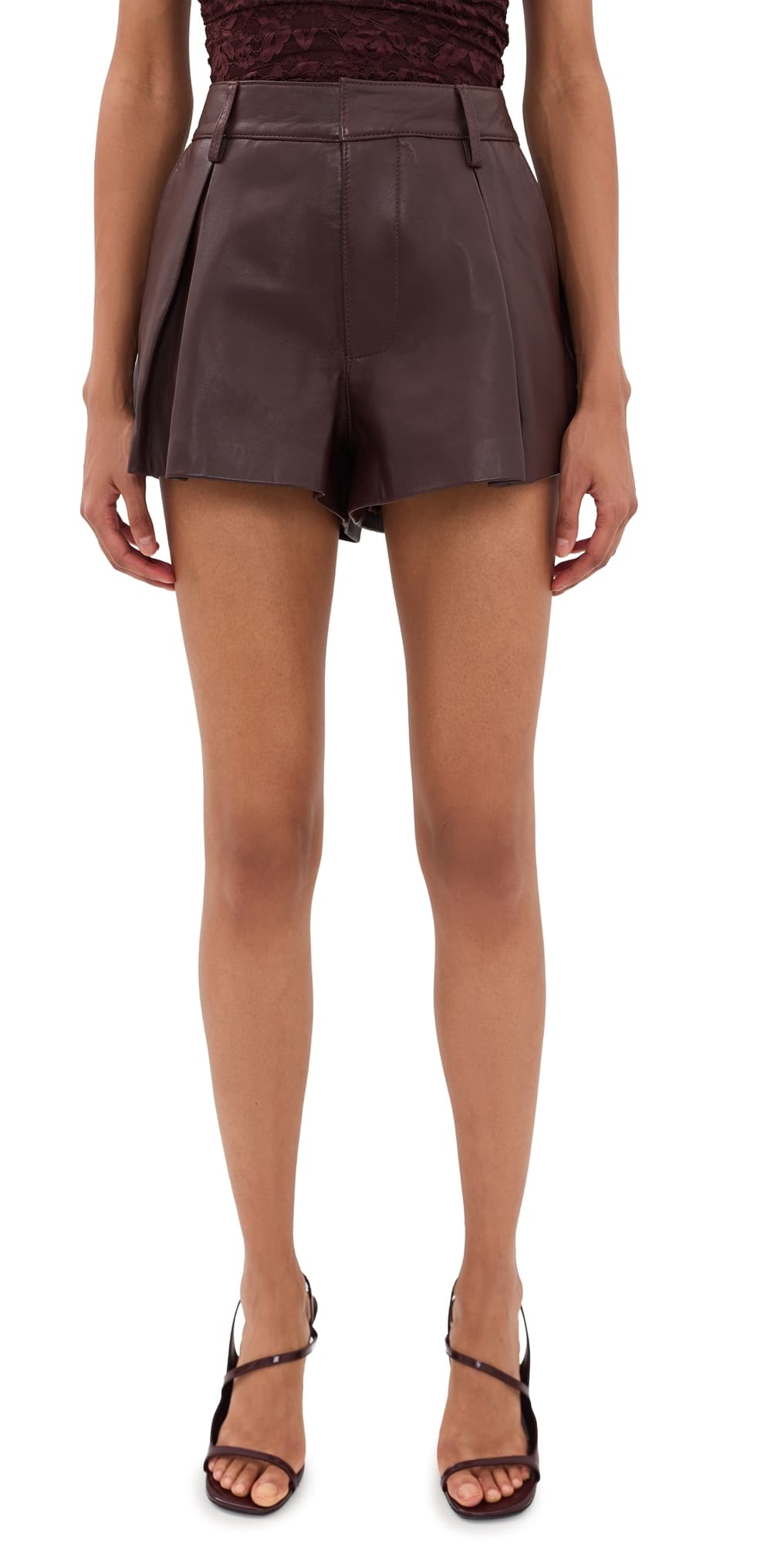 SEROYA Tomassi Leather Shorts Bordeaux