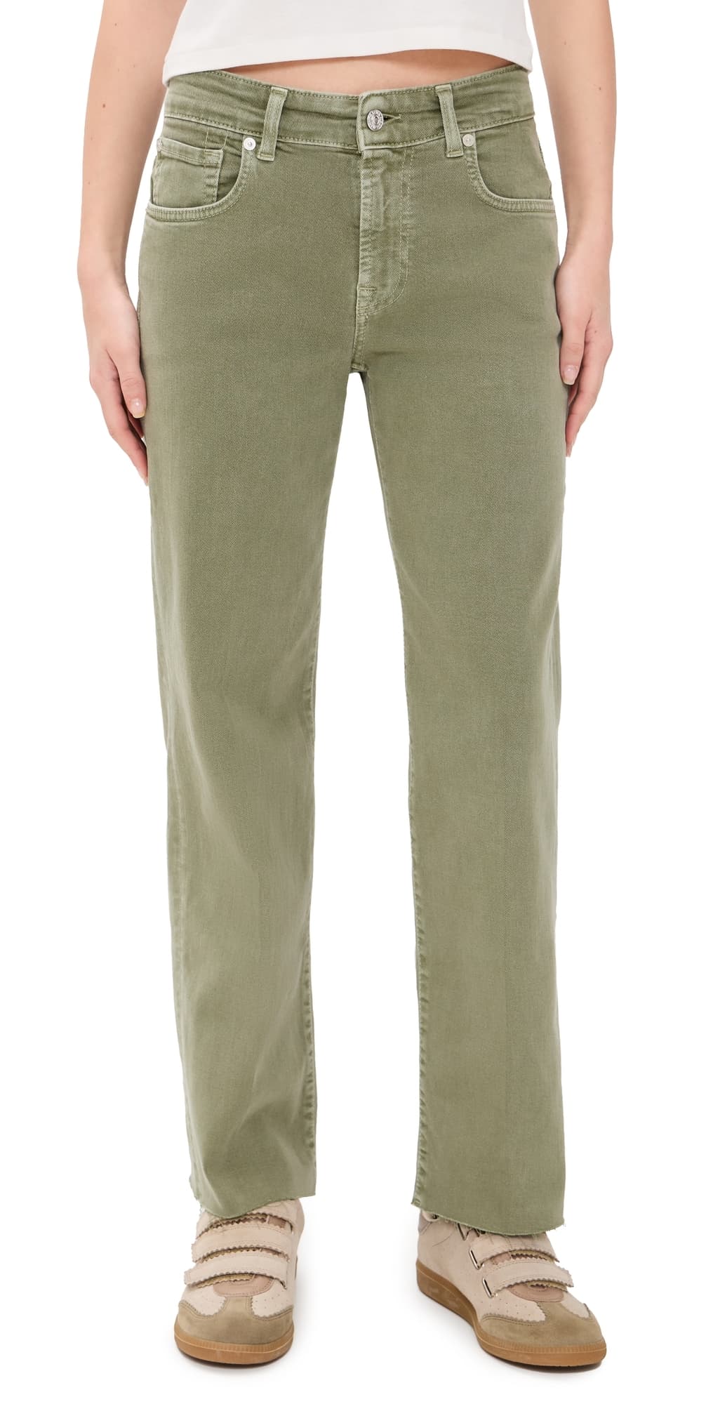 7 For All Mankind Calie Straight Ankle Jeans Army