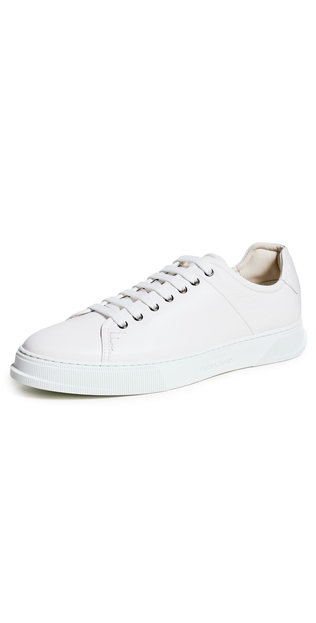 FERRAGAMO Clayton Leather Sneakers Bianco Ottico