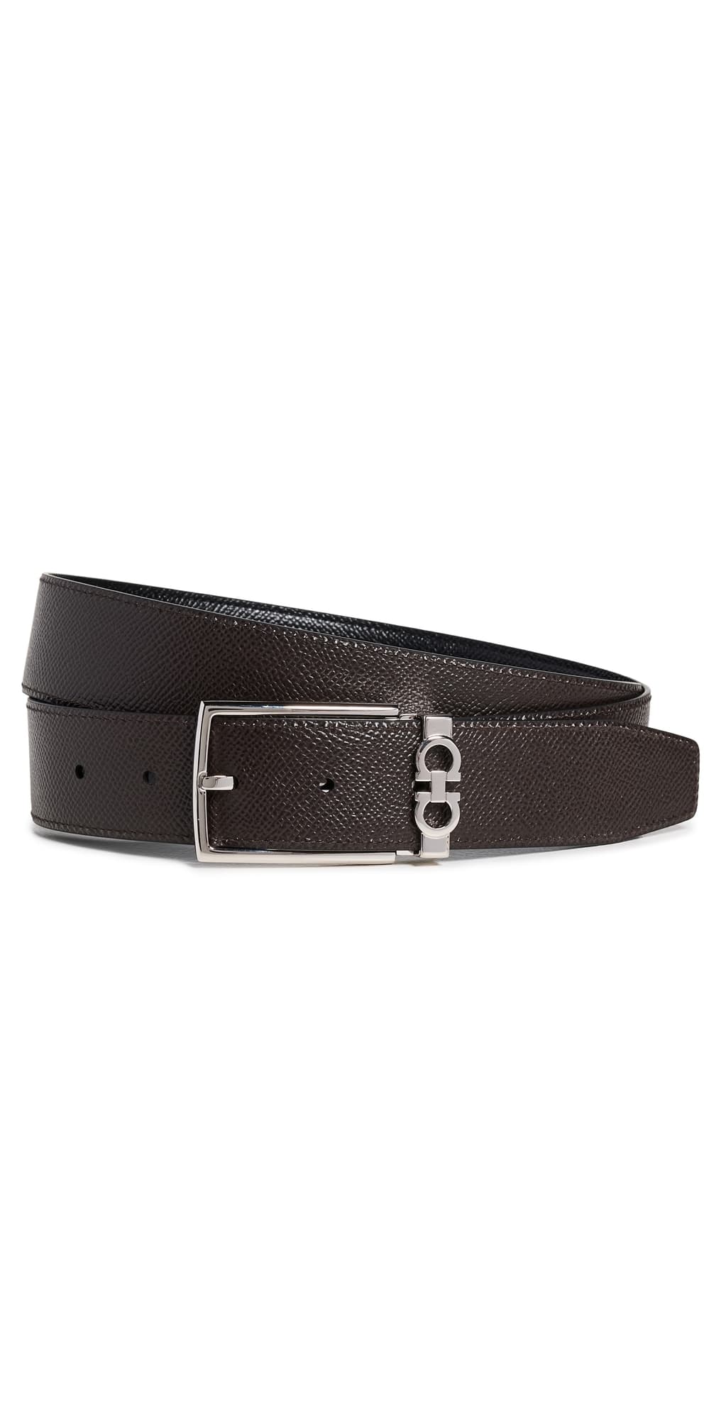 FERRAGAMO Gancio Reversible Belt Black/Brown