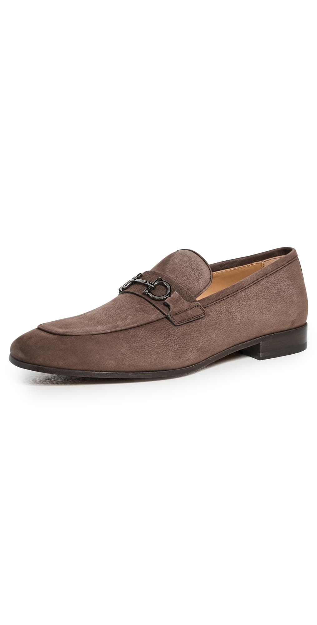 FERRAGAMO Balty Nubuck Loafers Bark/T. Moro/New Biscotto