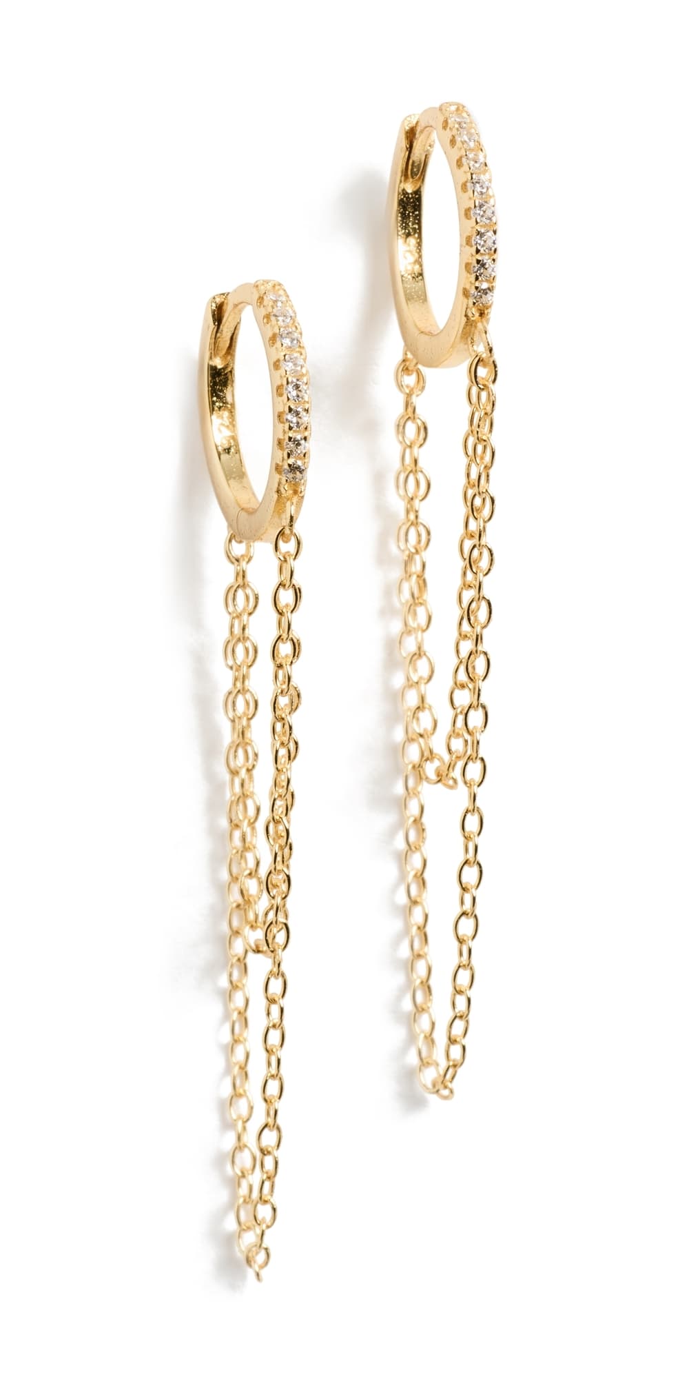 SHASHI Pave Chain Huggies Gold