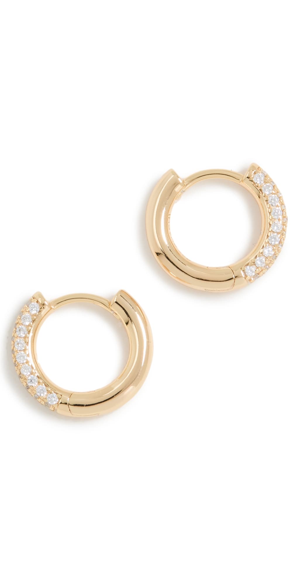 SHASHI 18k Pave Huggie Hoop Earrings Gold