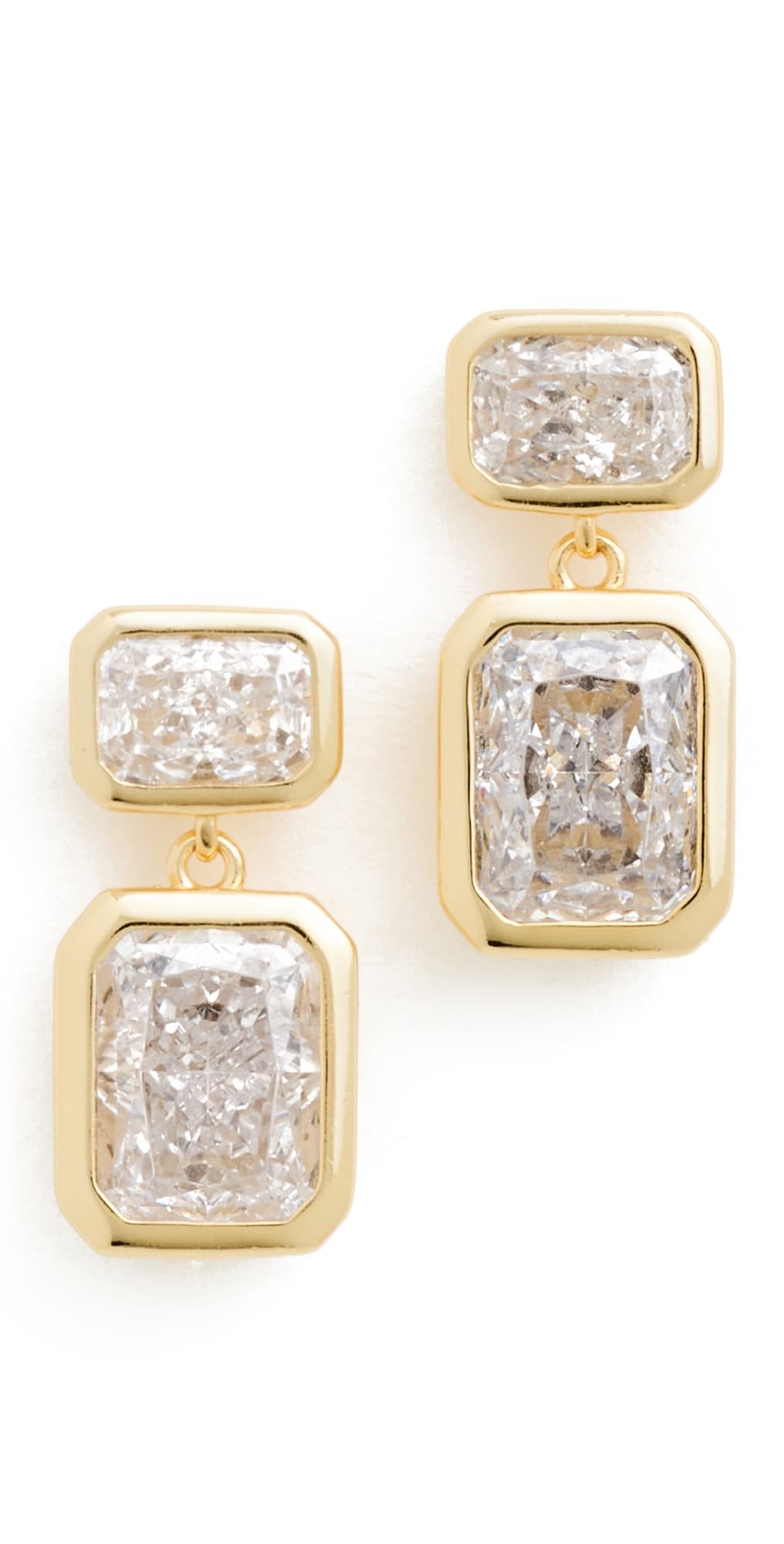 SHASHI Emerald Baguette Drop Earrings Gold · One Size