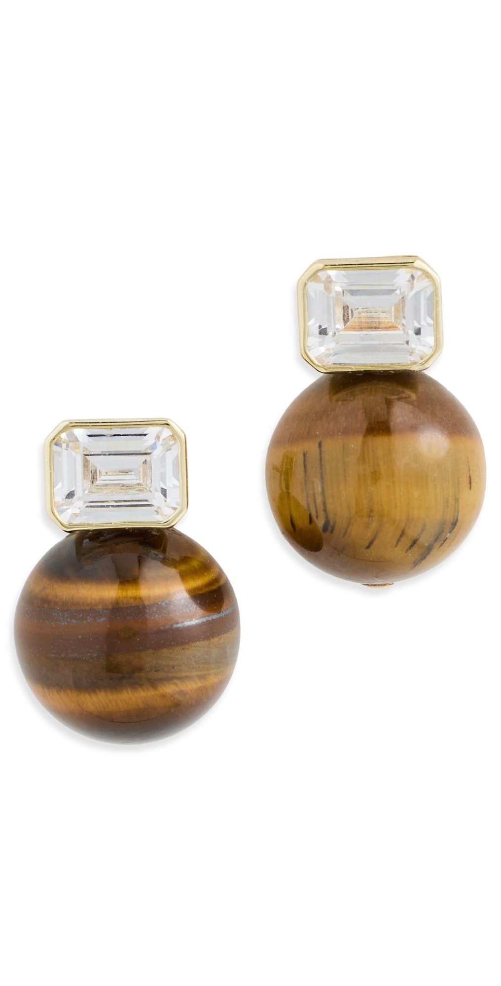 SHASHI Baguette Tiger Eye Earrings Gold/Tiger Eye