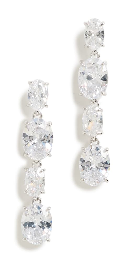 SHASHI Bessett Oval Drop Earrings Silver