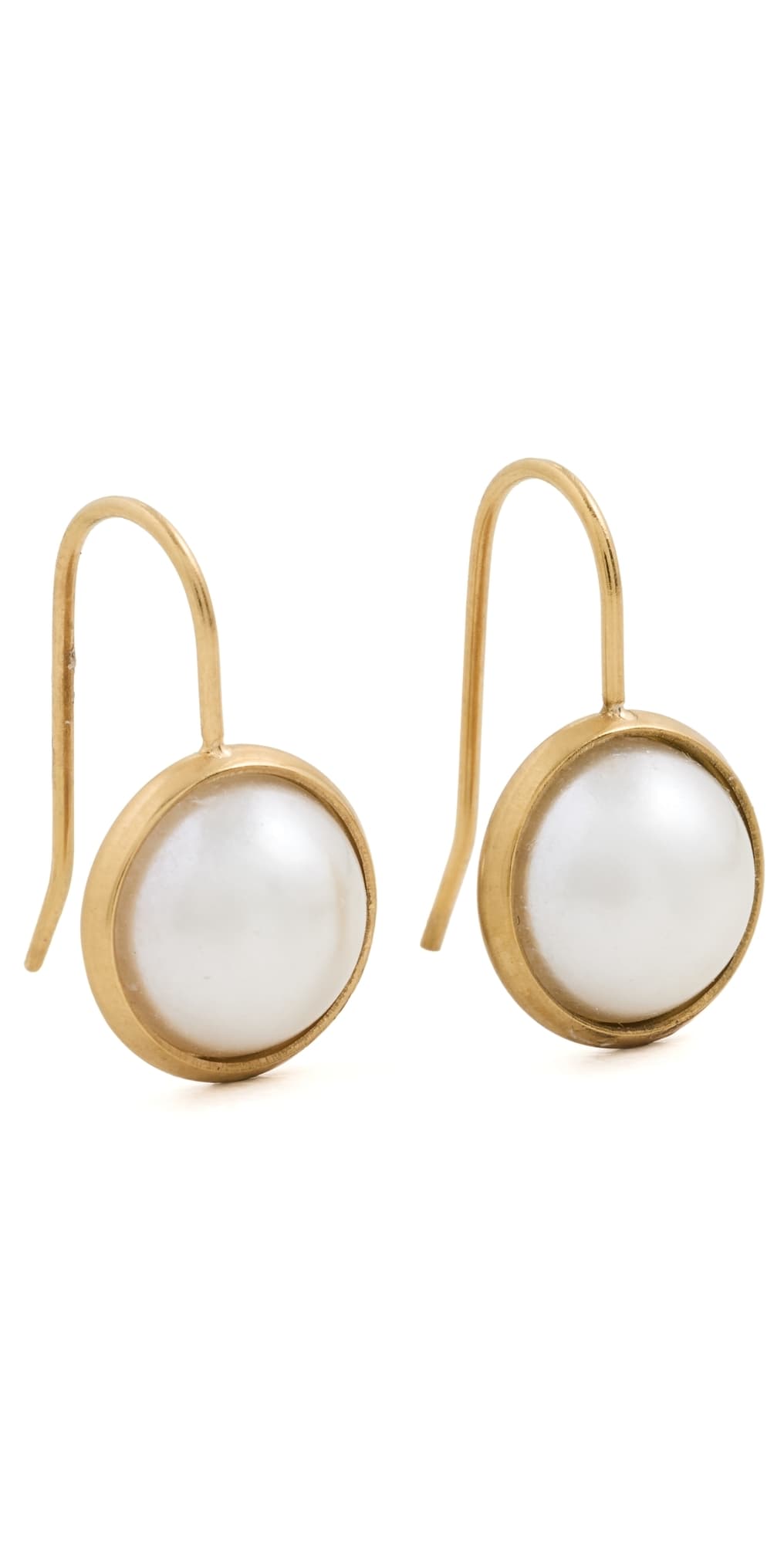 SHASHI Bezel Pearl French Hook Earrings Gold/Pearl · One Size