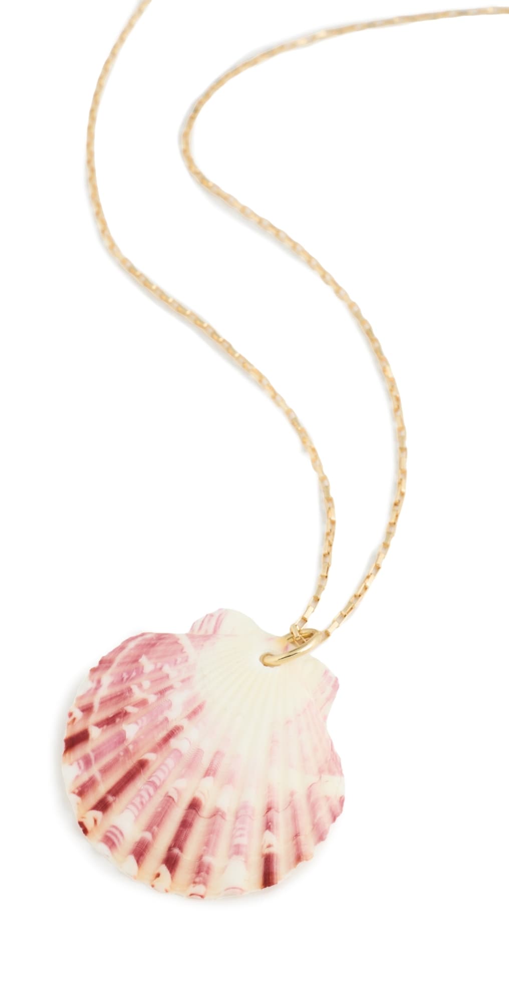 SHASHI Long Chain Scallop Shell Necklace Gold · One Size