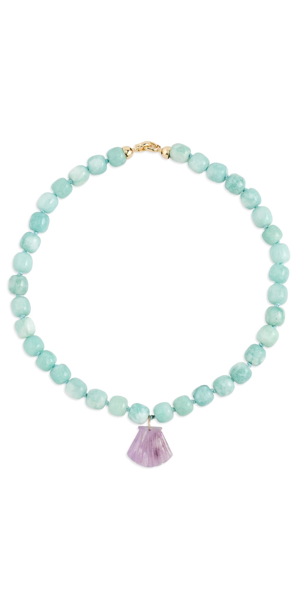 SHASHI Jade Scallop Gemstone Pendant Necklace Jade/Amethyst