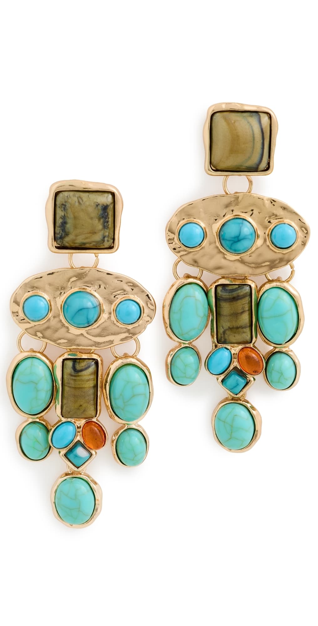 SHASHI Bronco Earrings Gold/Turquoise