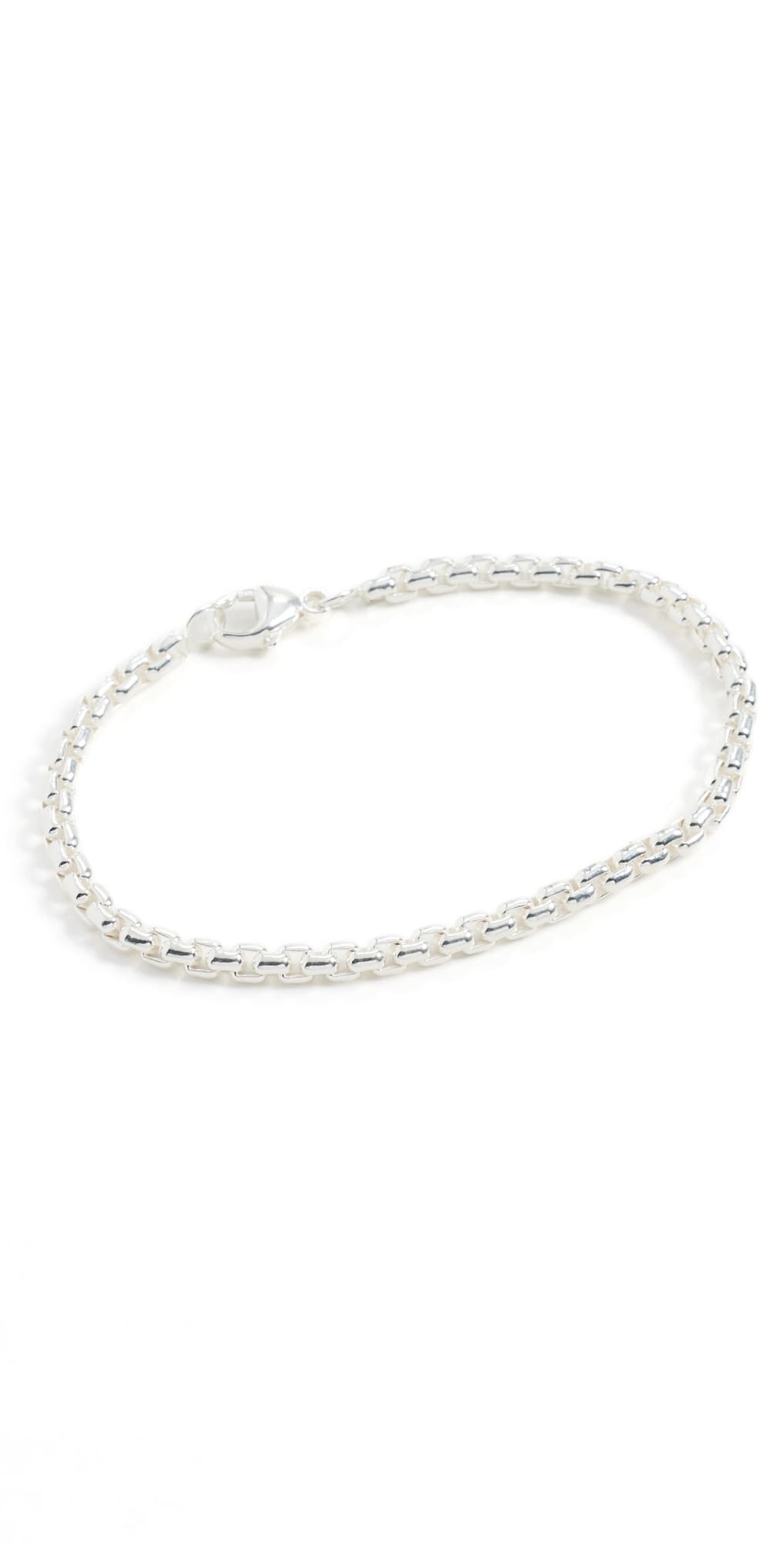 Shinola Sterling Silver Box Chain Bracelet 4mm Sterling Silver