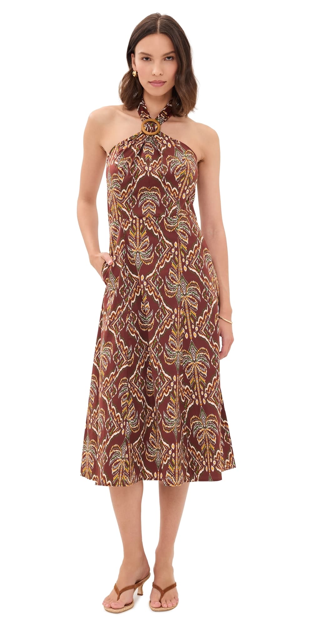 Shoshanna Lainey Midi Dress Bronze Multi