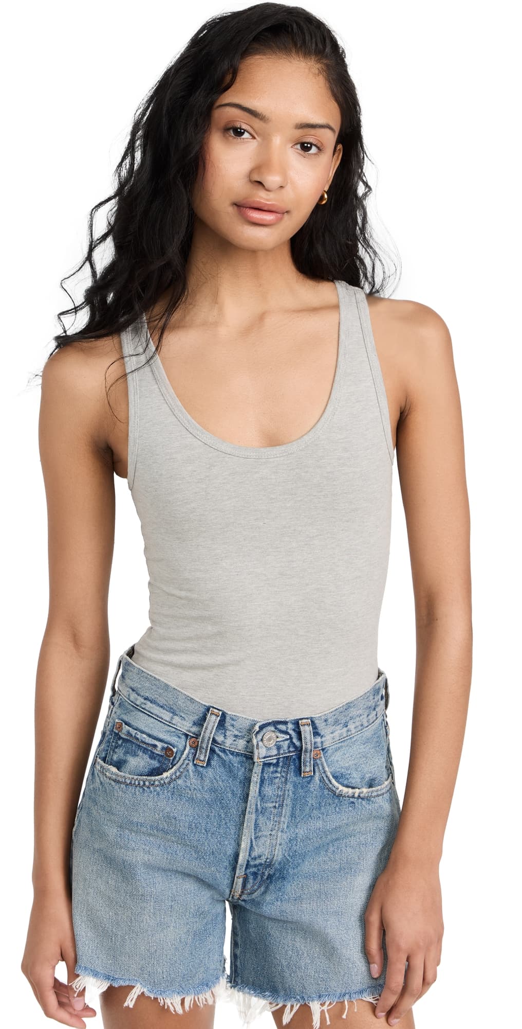 Ambitionist Everyday Classic Tank Thong Bodysuit Heather Grey