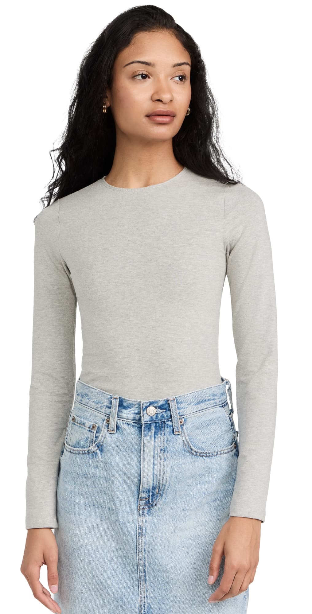 Ambitionist Everyday Classic Long Sleeve Thong Bodysuit Grey