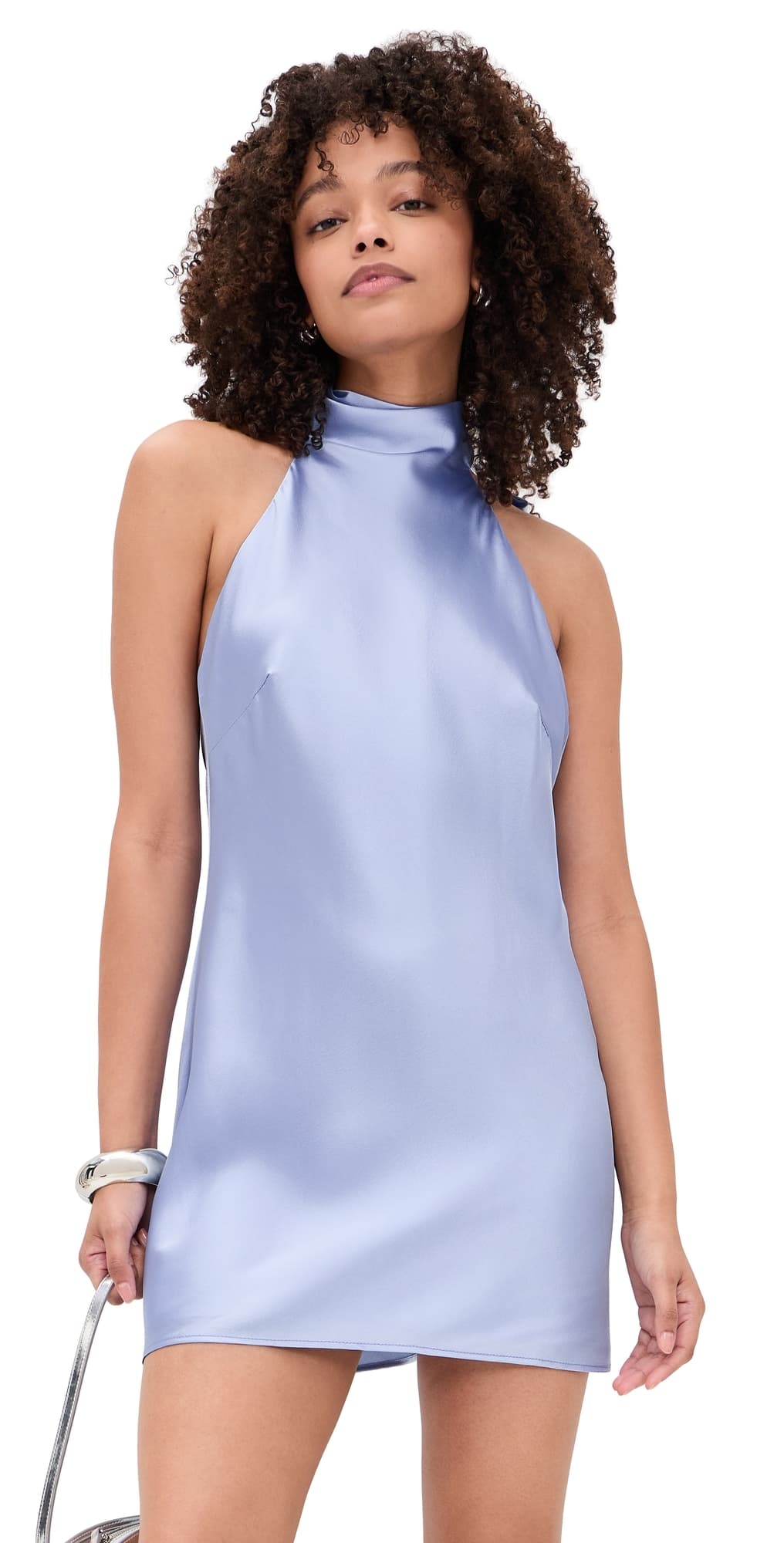 Show Me Your Mumu Lisa Mini Dress Borrowed Blue Luxe Satin