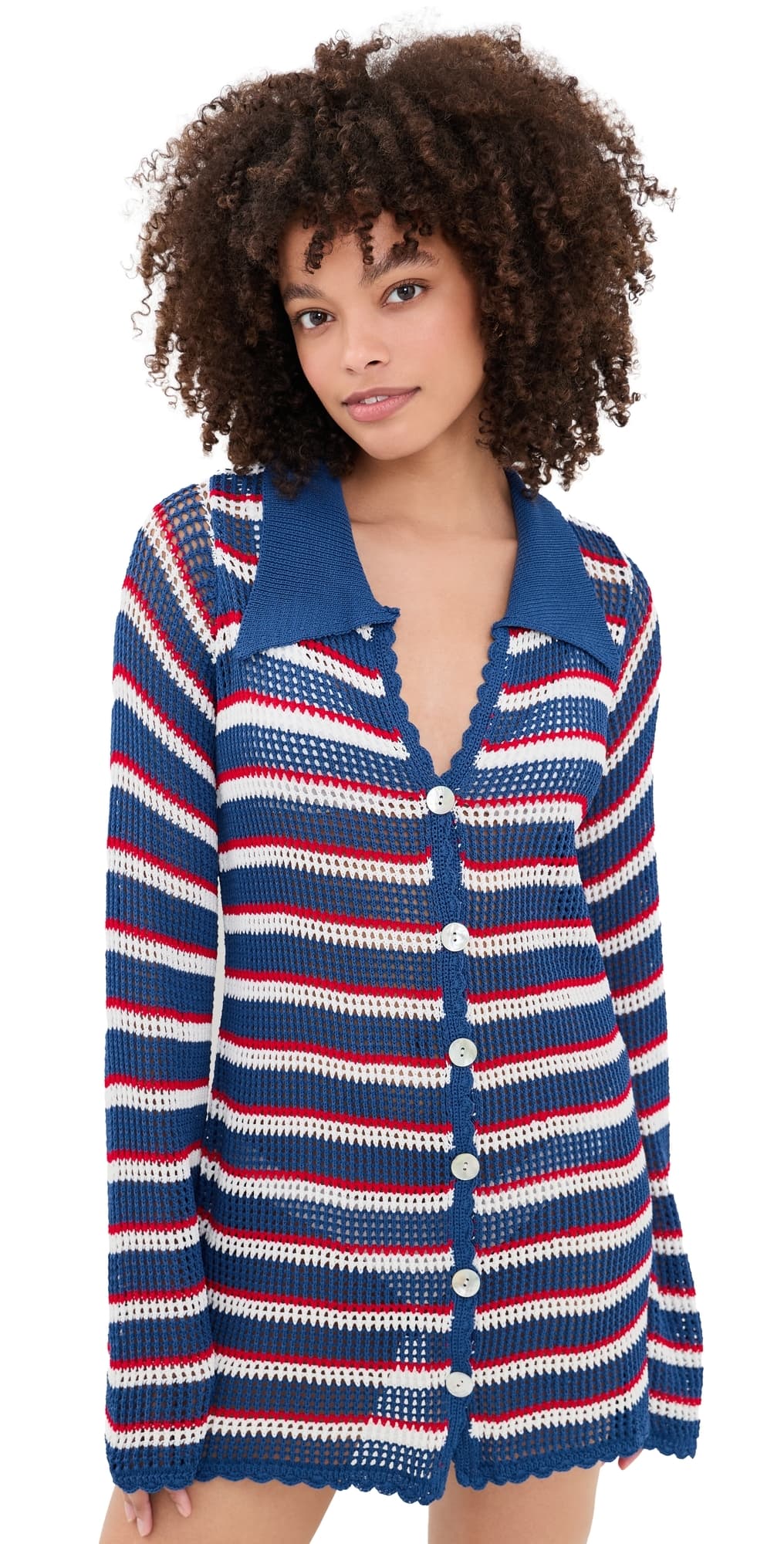 Show Me Your Mumu Button Up Coverup Dress Montauk Stripe Crochet