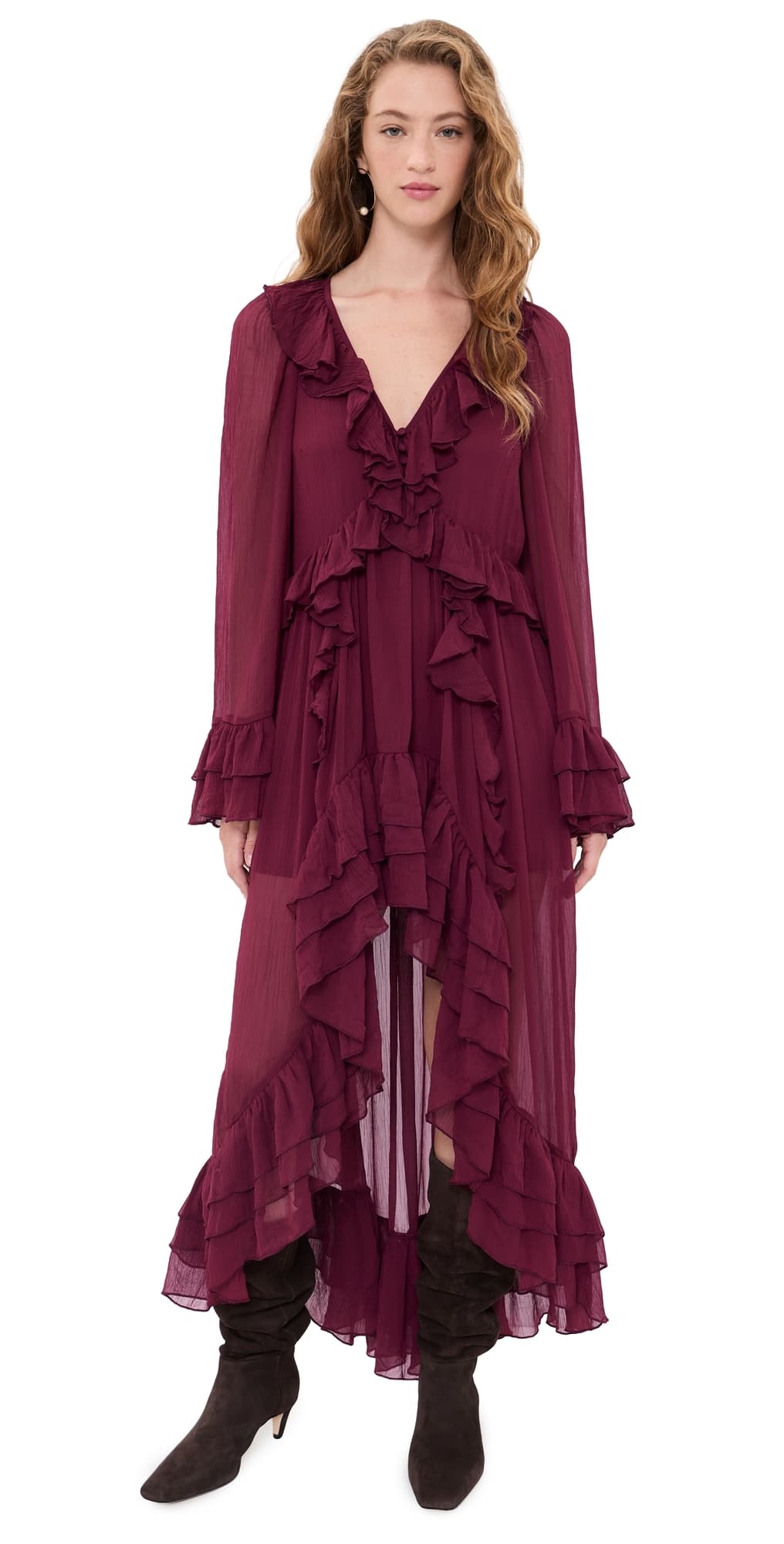 Show Me Your Mumu Shiloh Maxi Dress Burgundy Knit