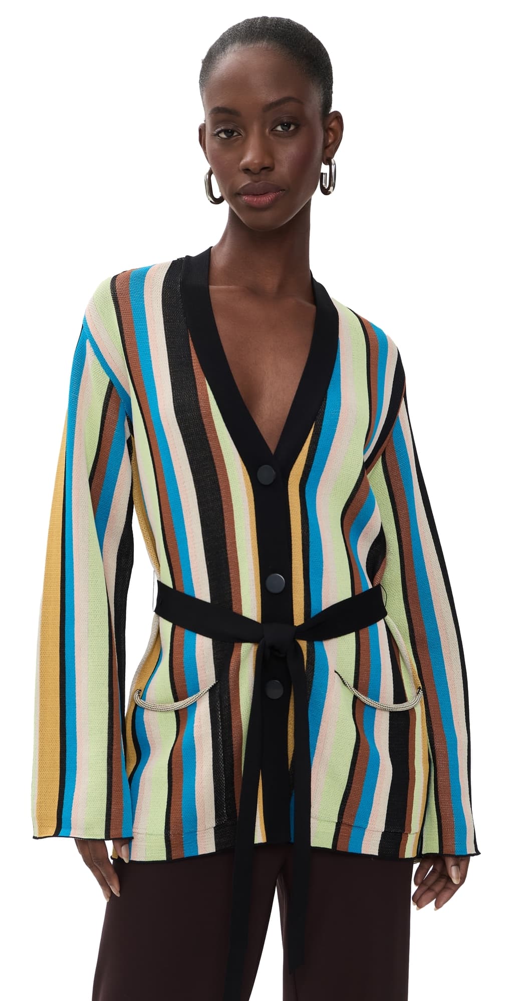 SIMONMILLER Max Belted Cardigan Ocean Stripe