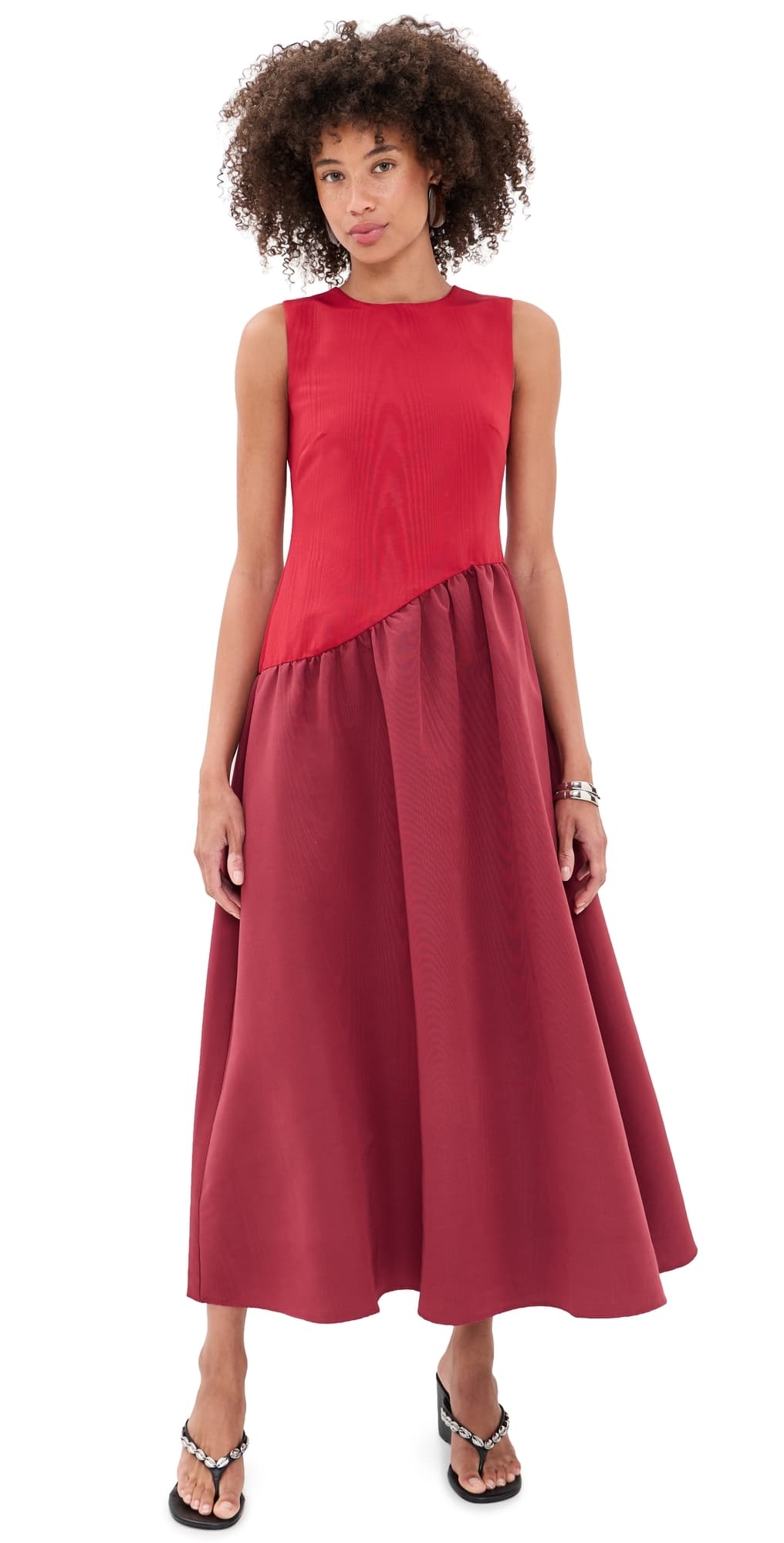 SIMONMILLER Laurel Moire Midi Dress Pomegranate/Bordeaux