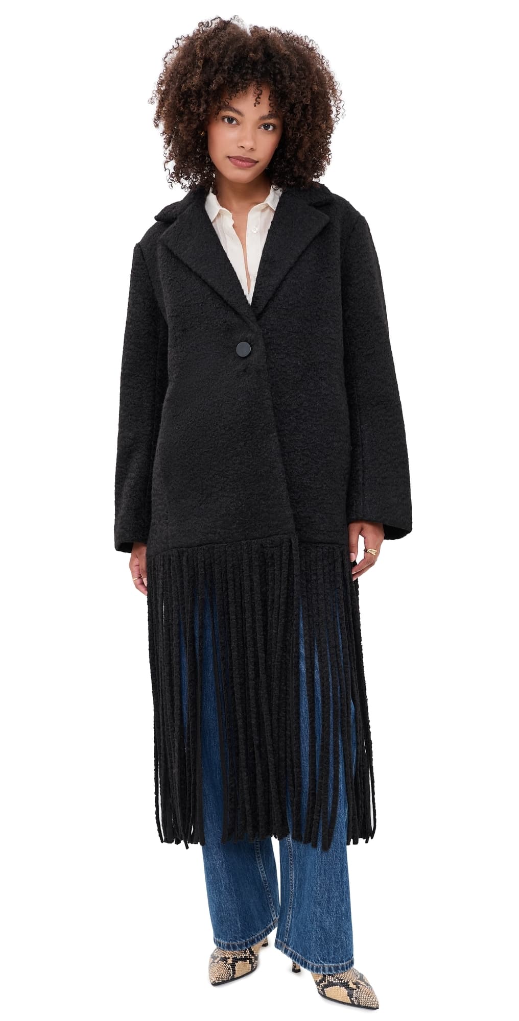 SIMONMILLER Vero Fringe Coat Black