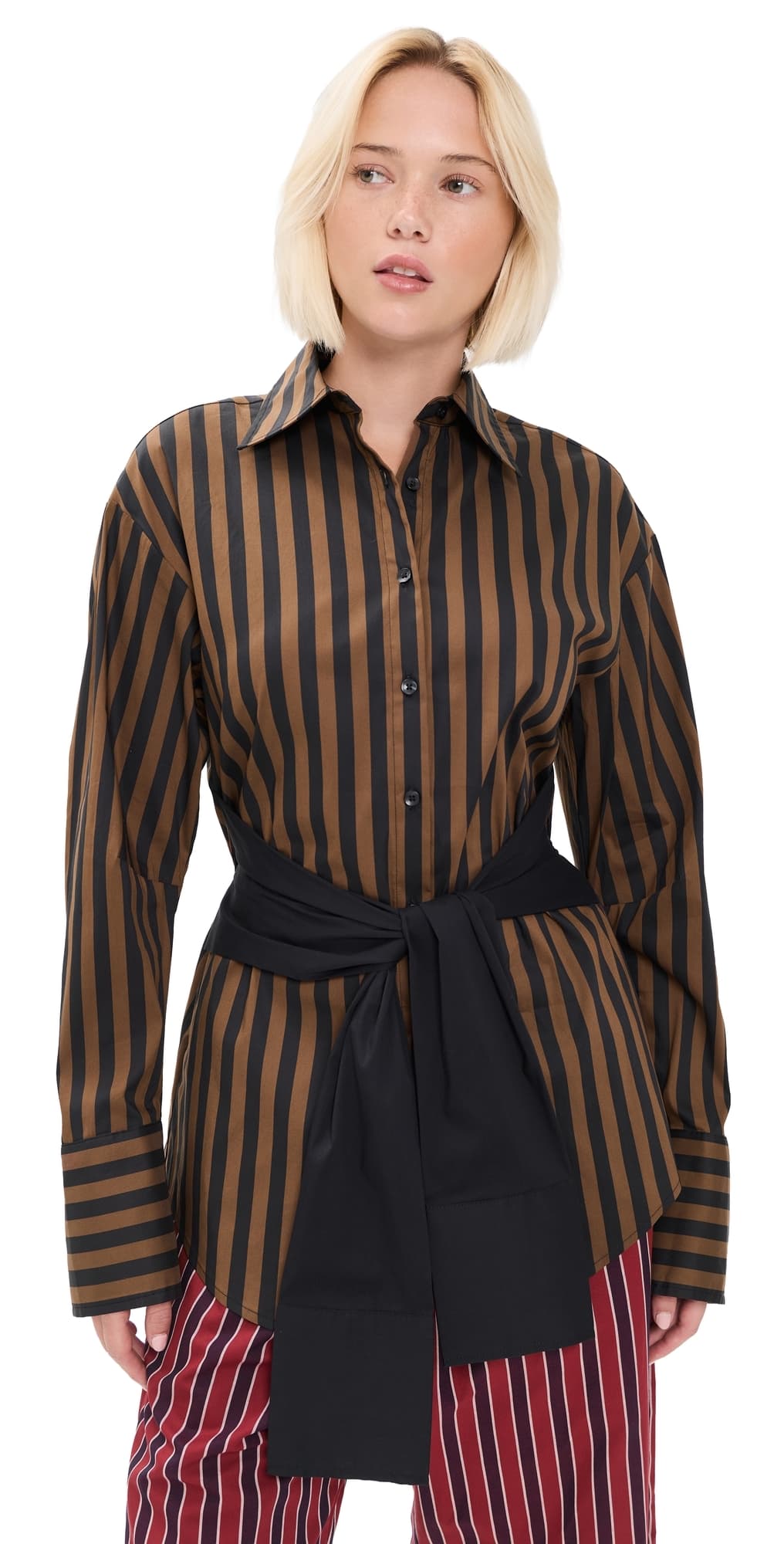 SIMONMILLER Inna Poplin Top Choco Brown/Black Stripe